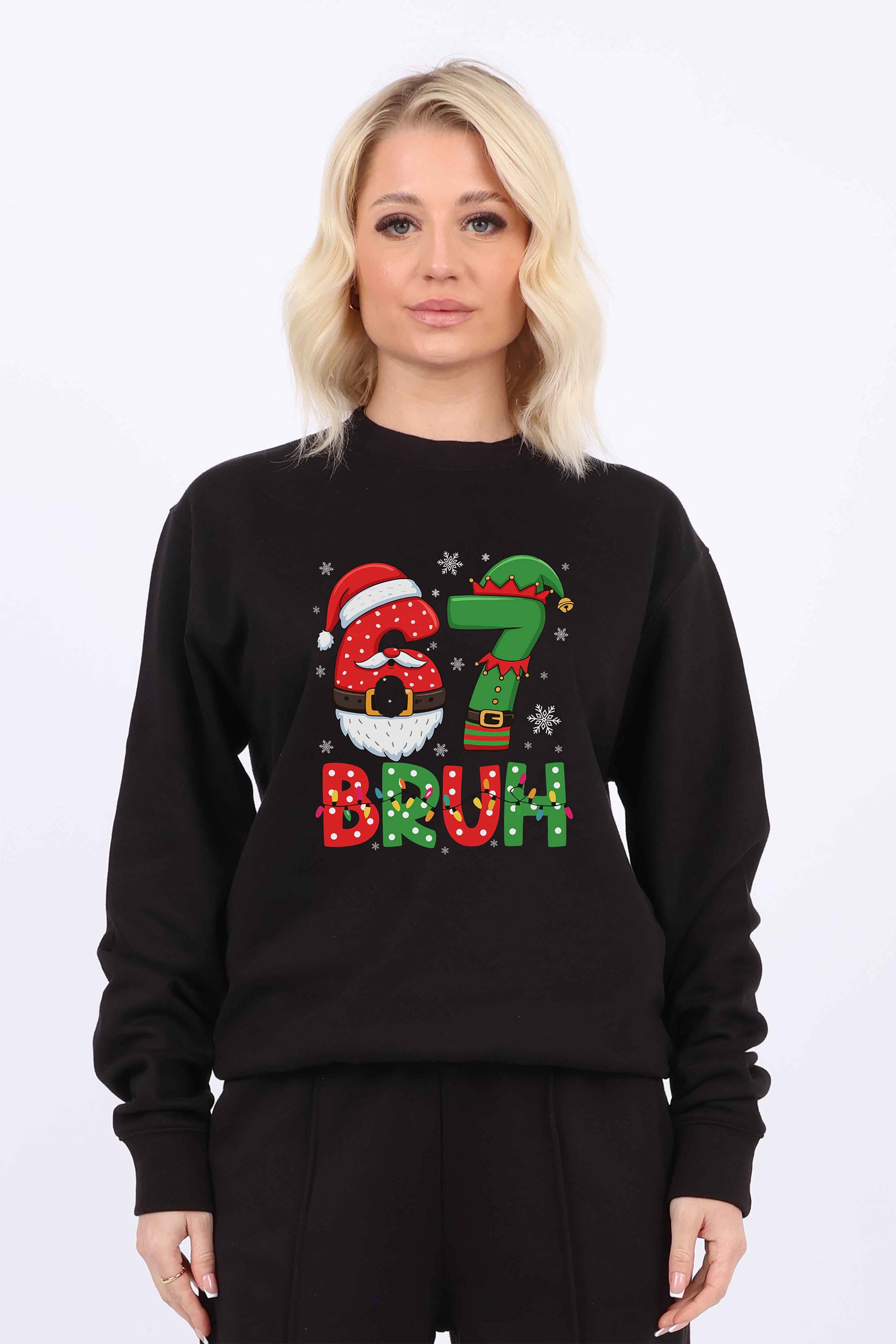 Womens 67 BRUH Christmas Graphic Printed Sweatshirts (Pack of 6)