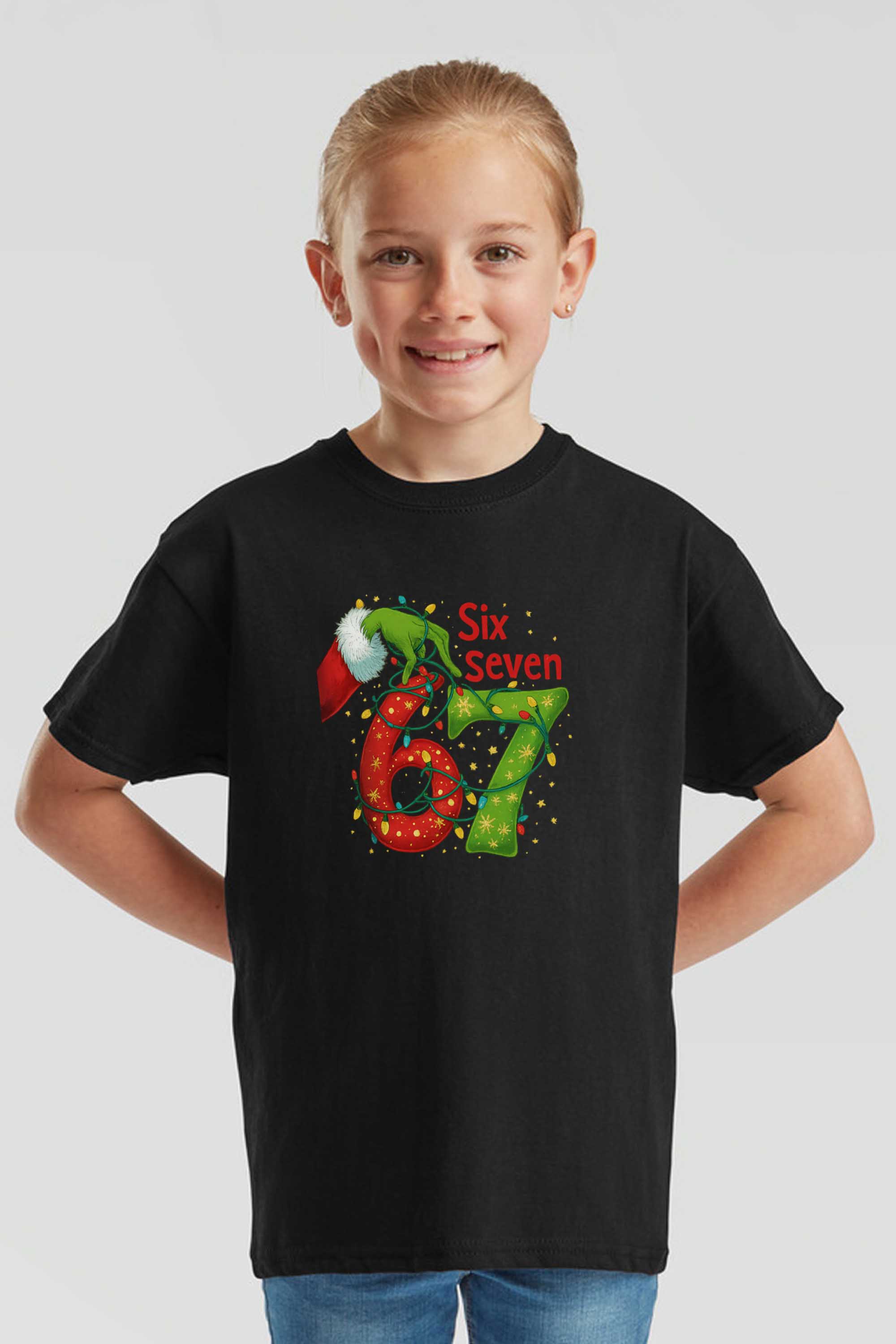 Kids Christmas Edition Six Seven Graphic Printed T-Shirt