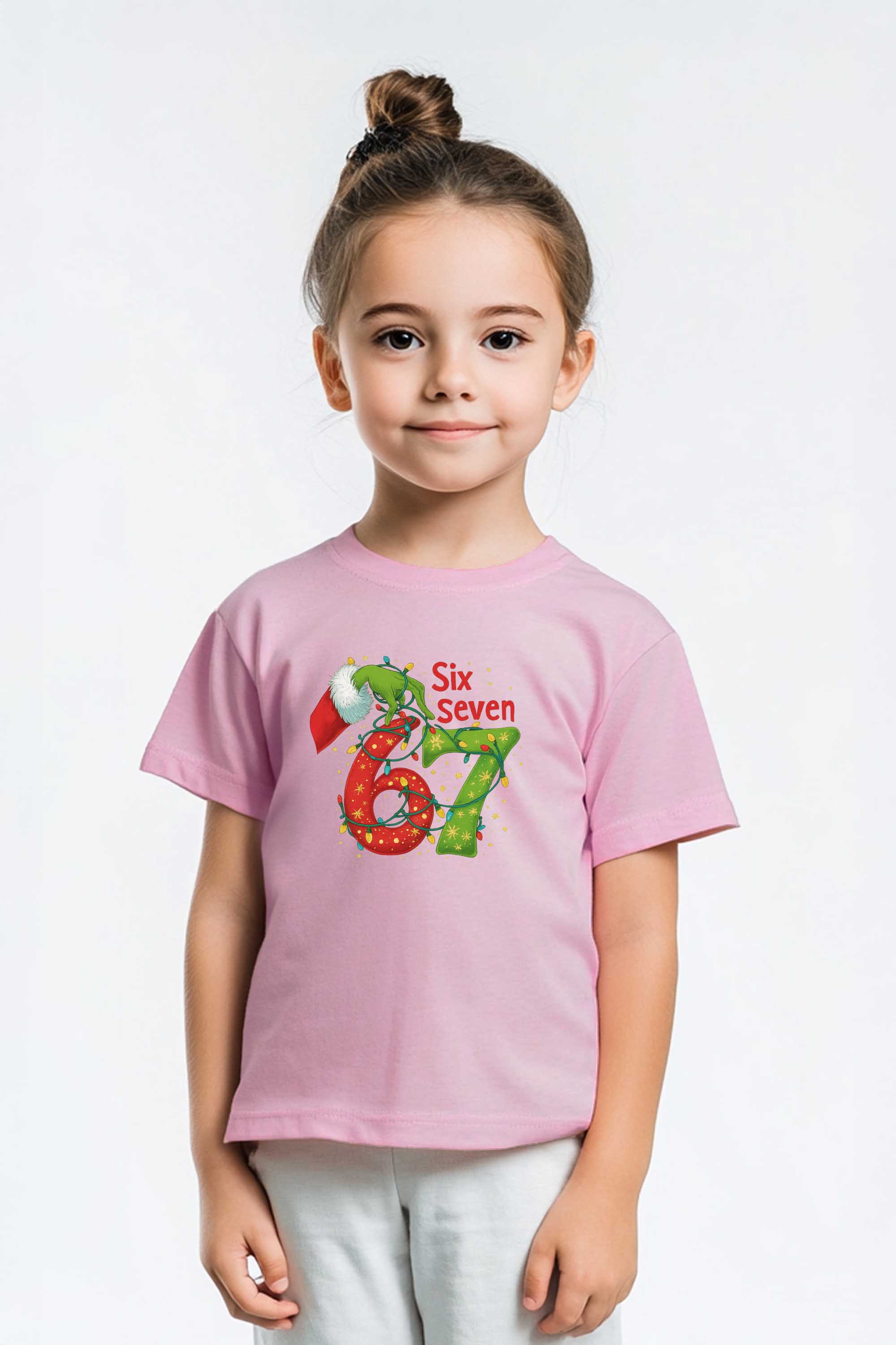 Kids Christmas Edition Six Seven Graphic Printed T-Shirt