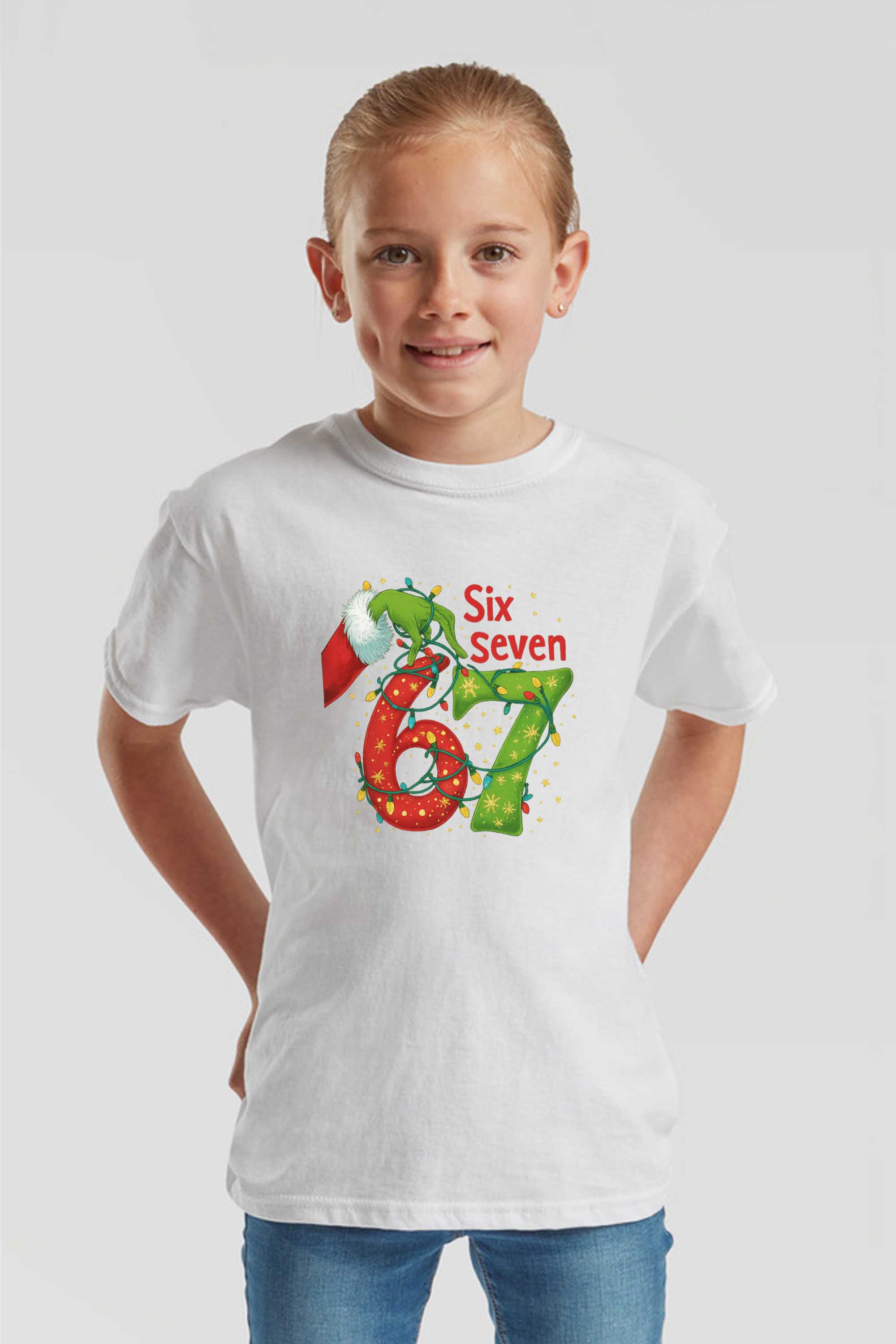 Kids Christmas Edition Six Seven Graphic Printed T-Shirt