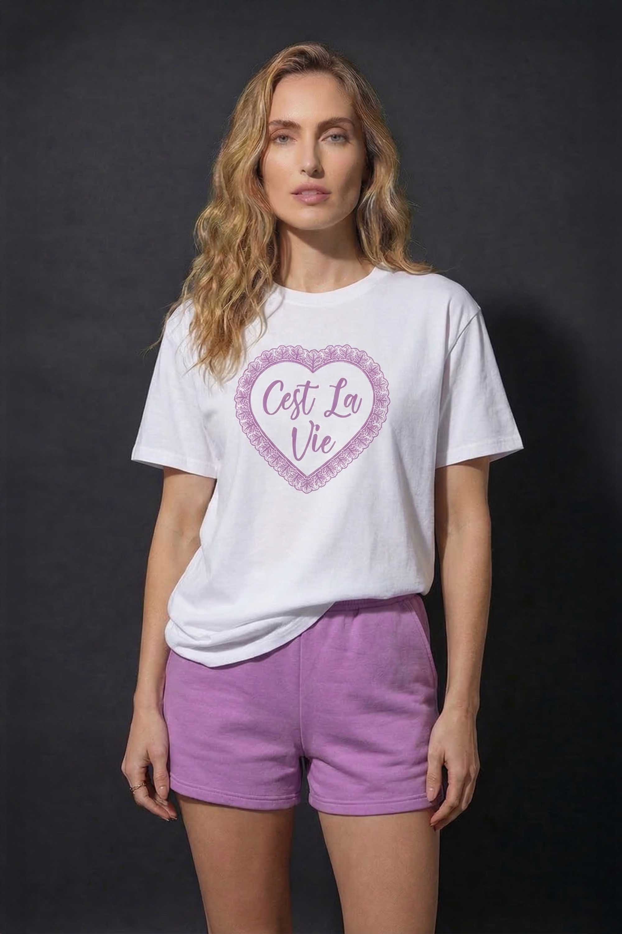 Regular Fit T-Shirt & LSF Short Sets In C’est La Vie Lace Print (Pack of 4 sets)