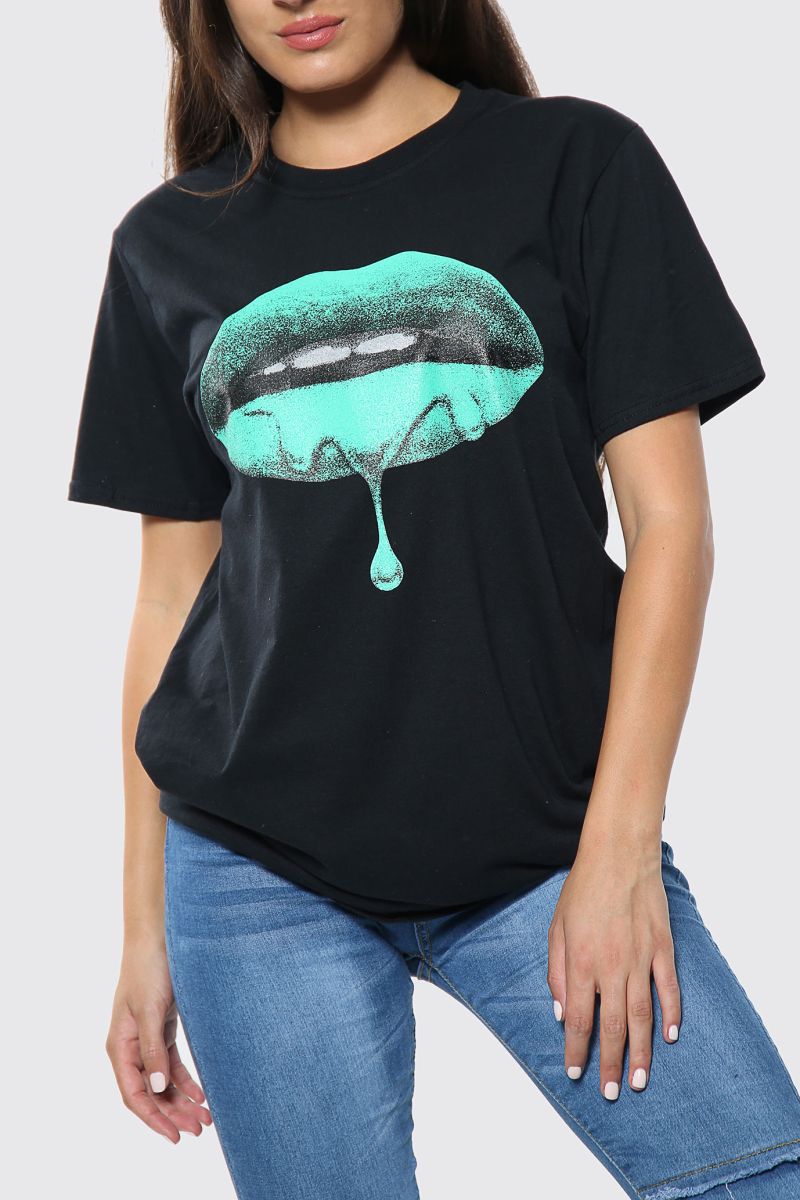 Lips Print Oversized T-shirt (Pack of 6)