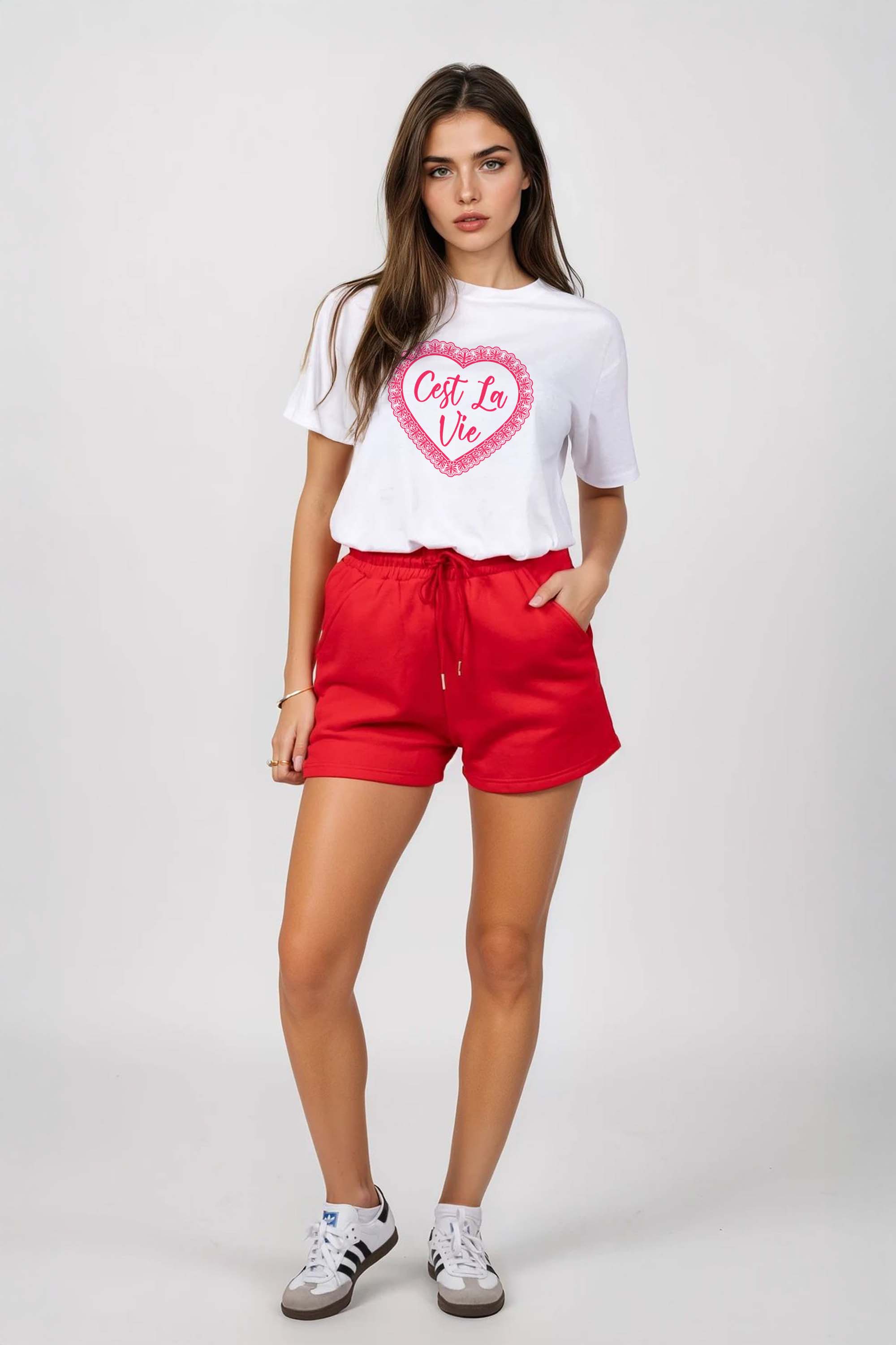 Regular Fit T-Shirt & LSF Short Sets In C’est La Vie Lace Print (Pack of 4 sets)