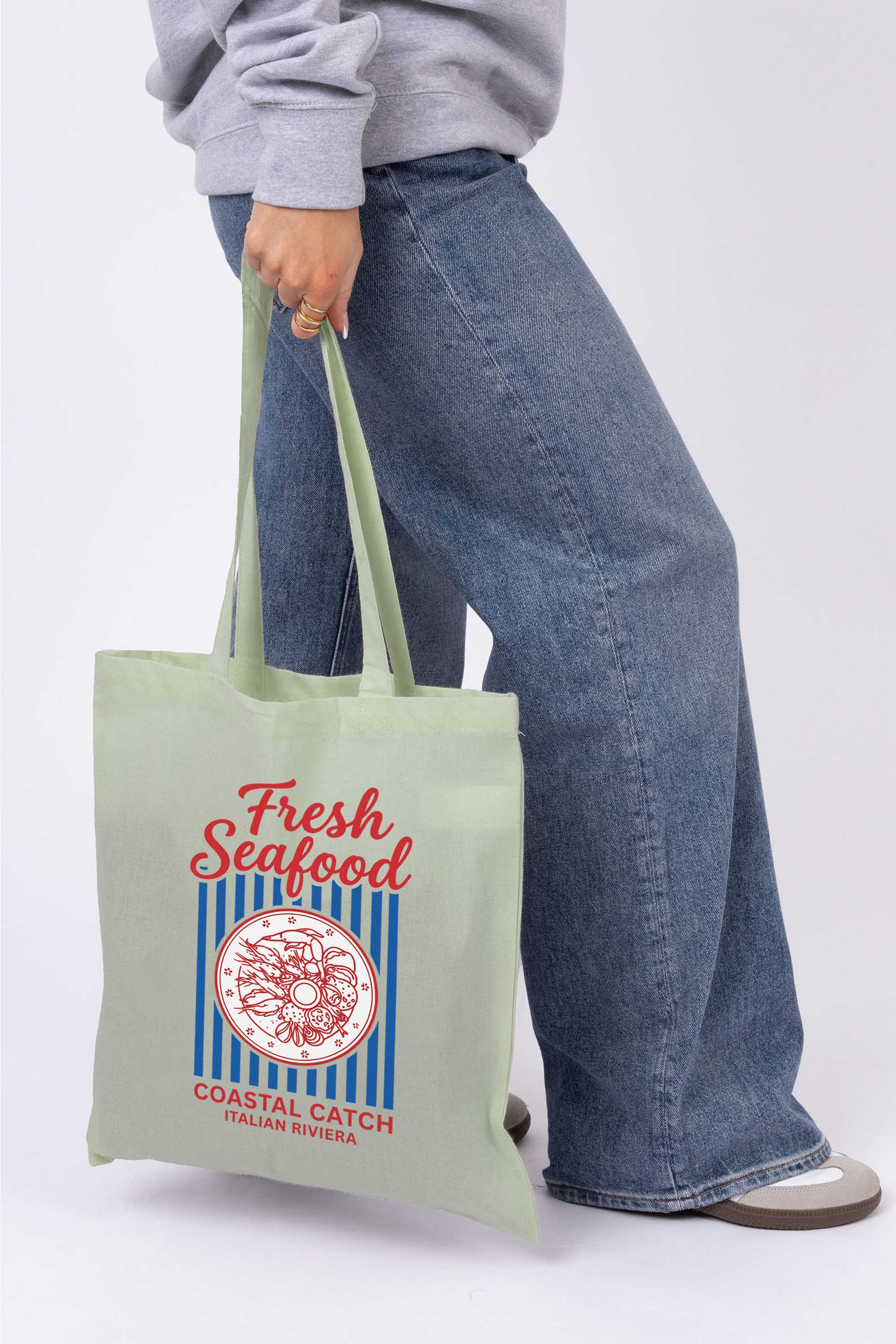 Fresh Seafood Printed Tote bag