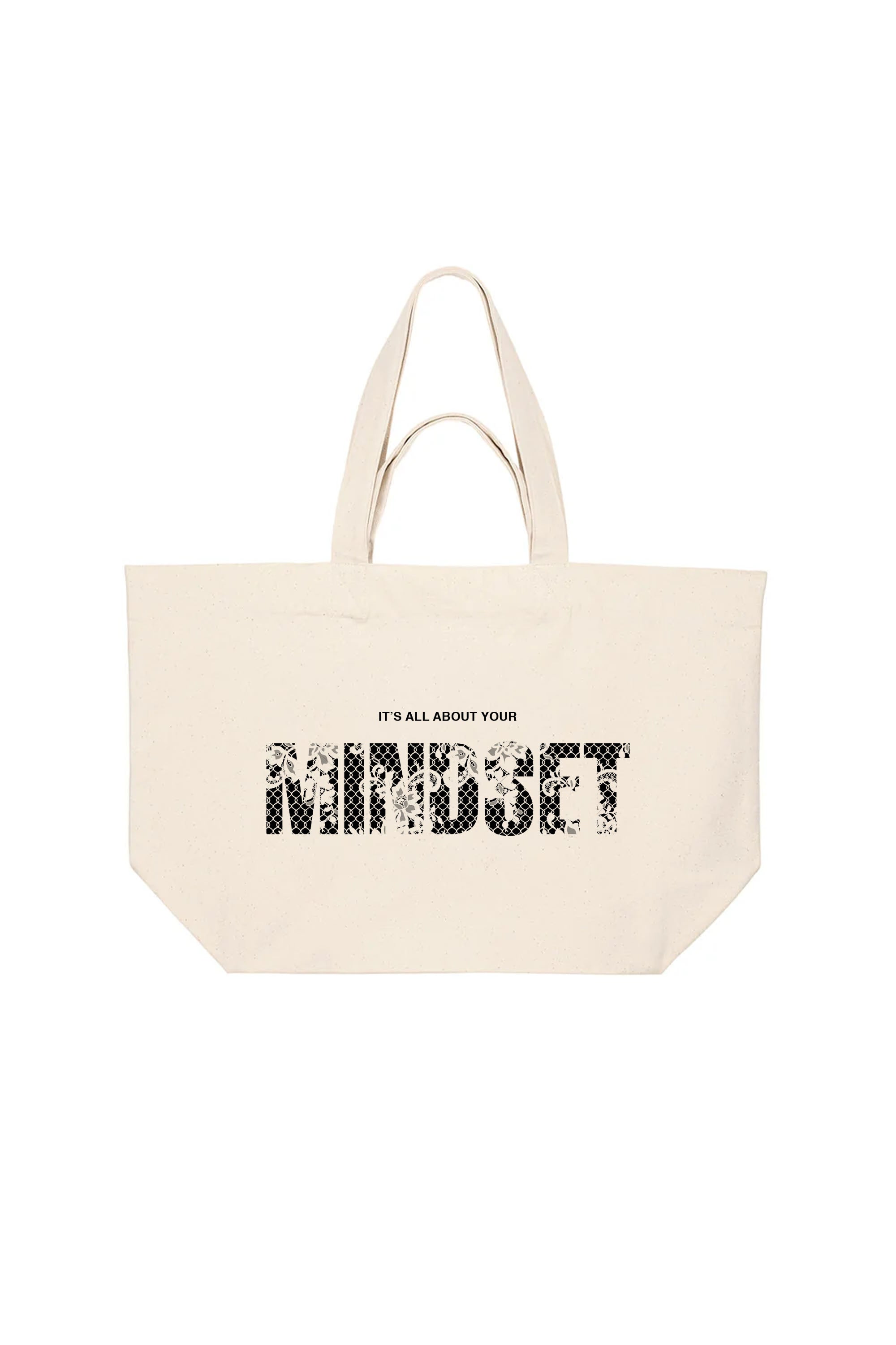 400 GSM Cotton Lace Printed Mindset Quote Graphic Shopper Bag