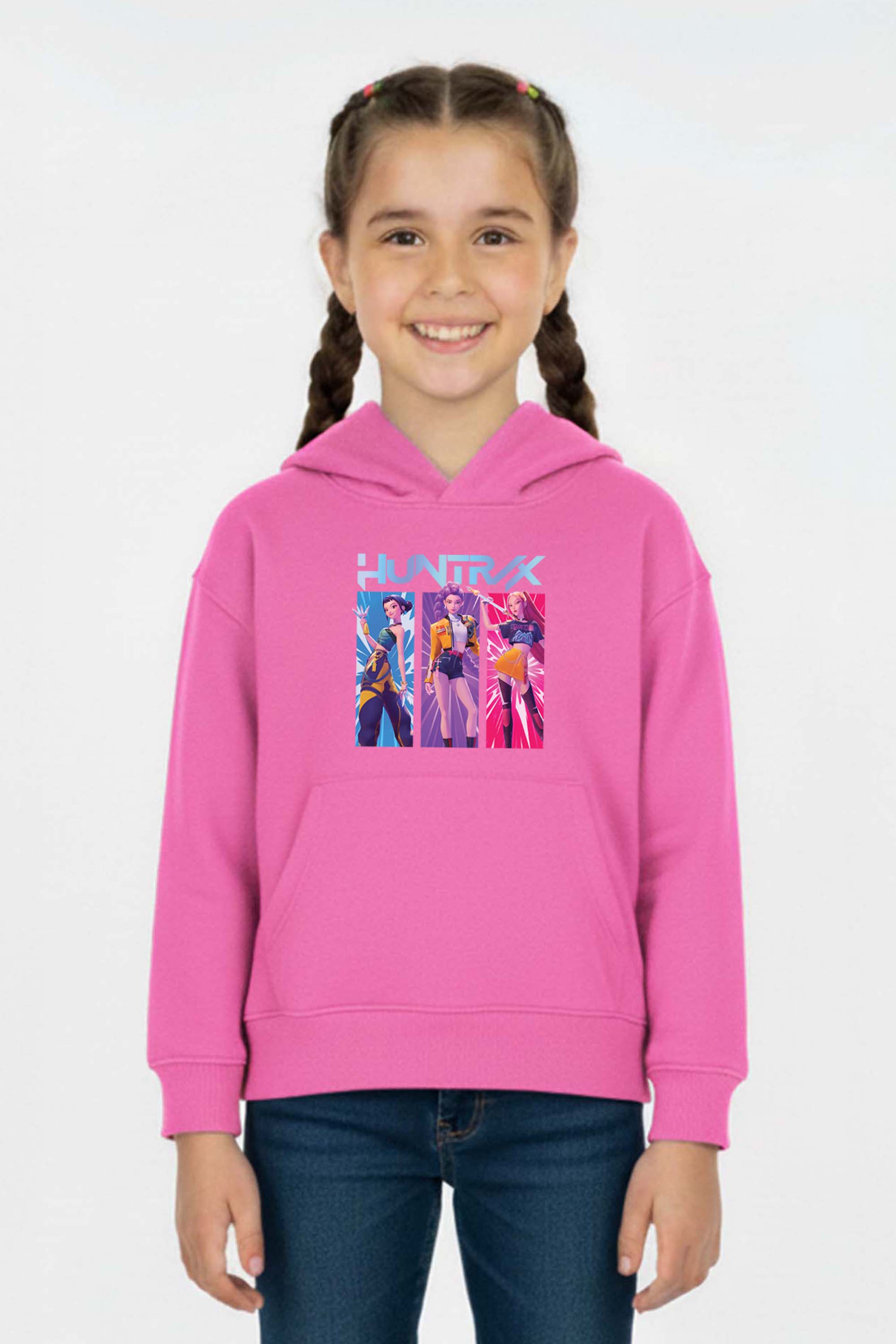 Kids K-Pop Girl Trio Graphic Printed Hoodie