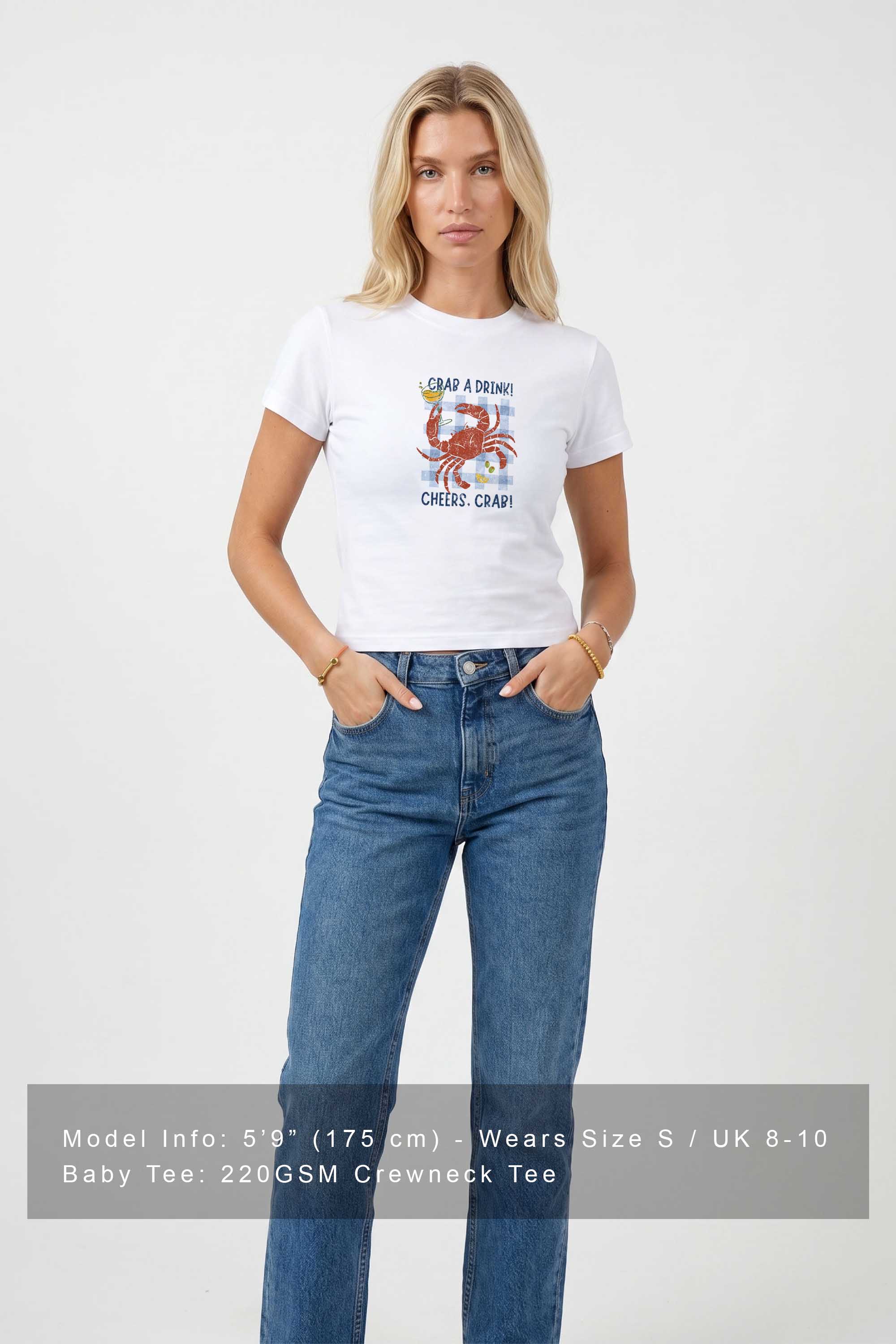 220GSM Crab a Drink Printed Baby Tee