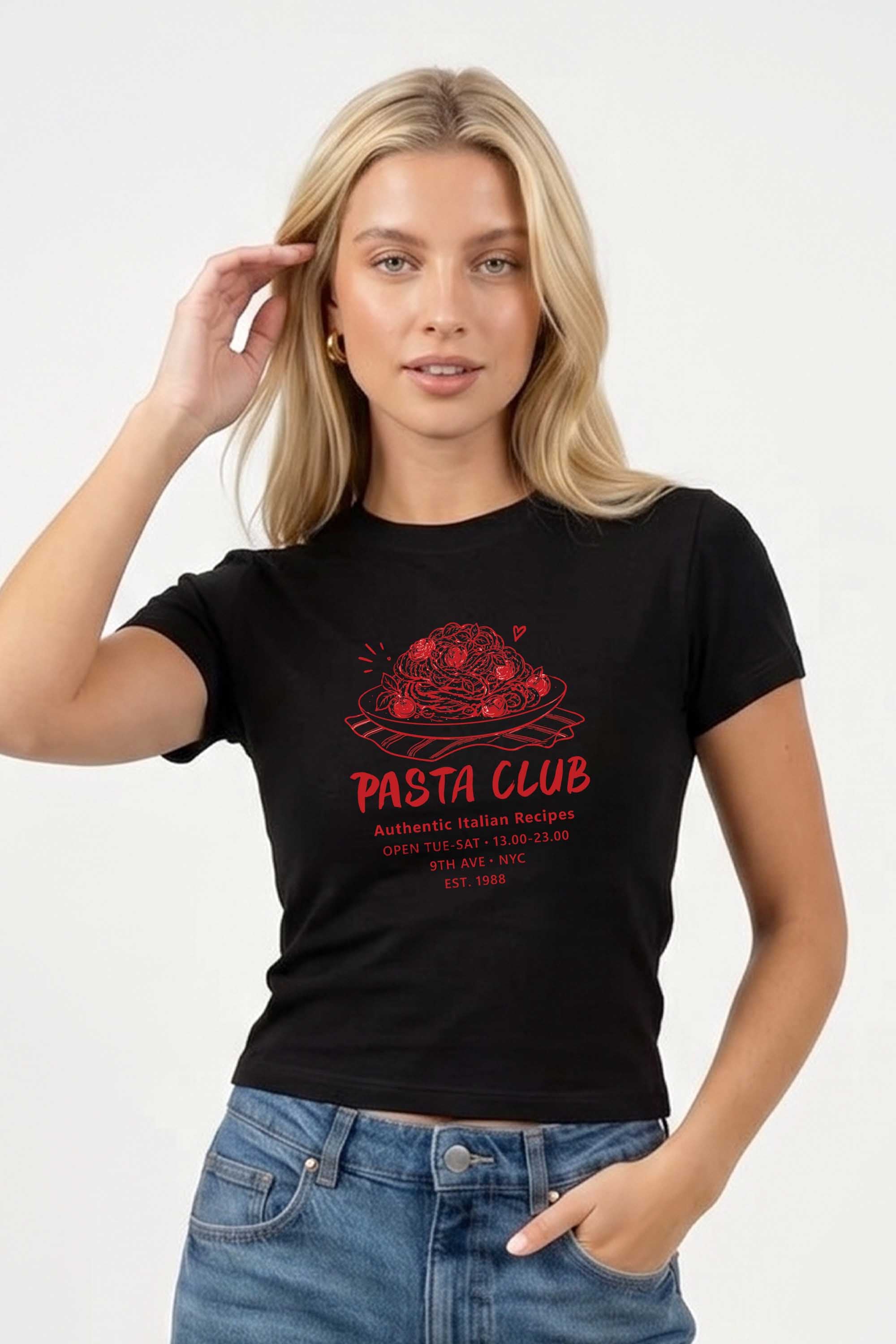 220GSM Pasta Club Printed Baby Tee