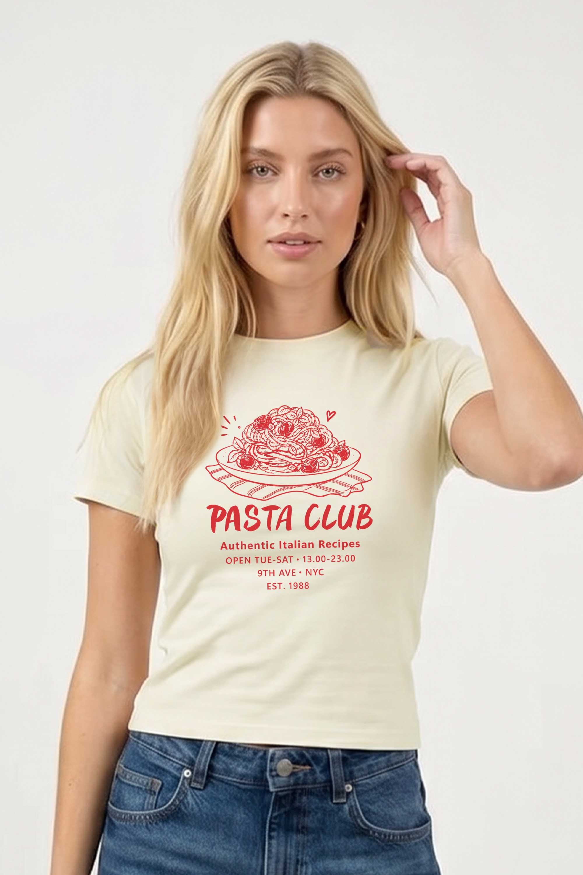 220GSM Pasta Club Printed Baby Tee