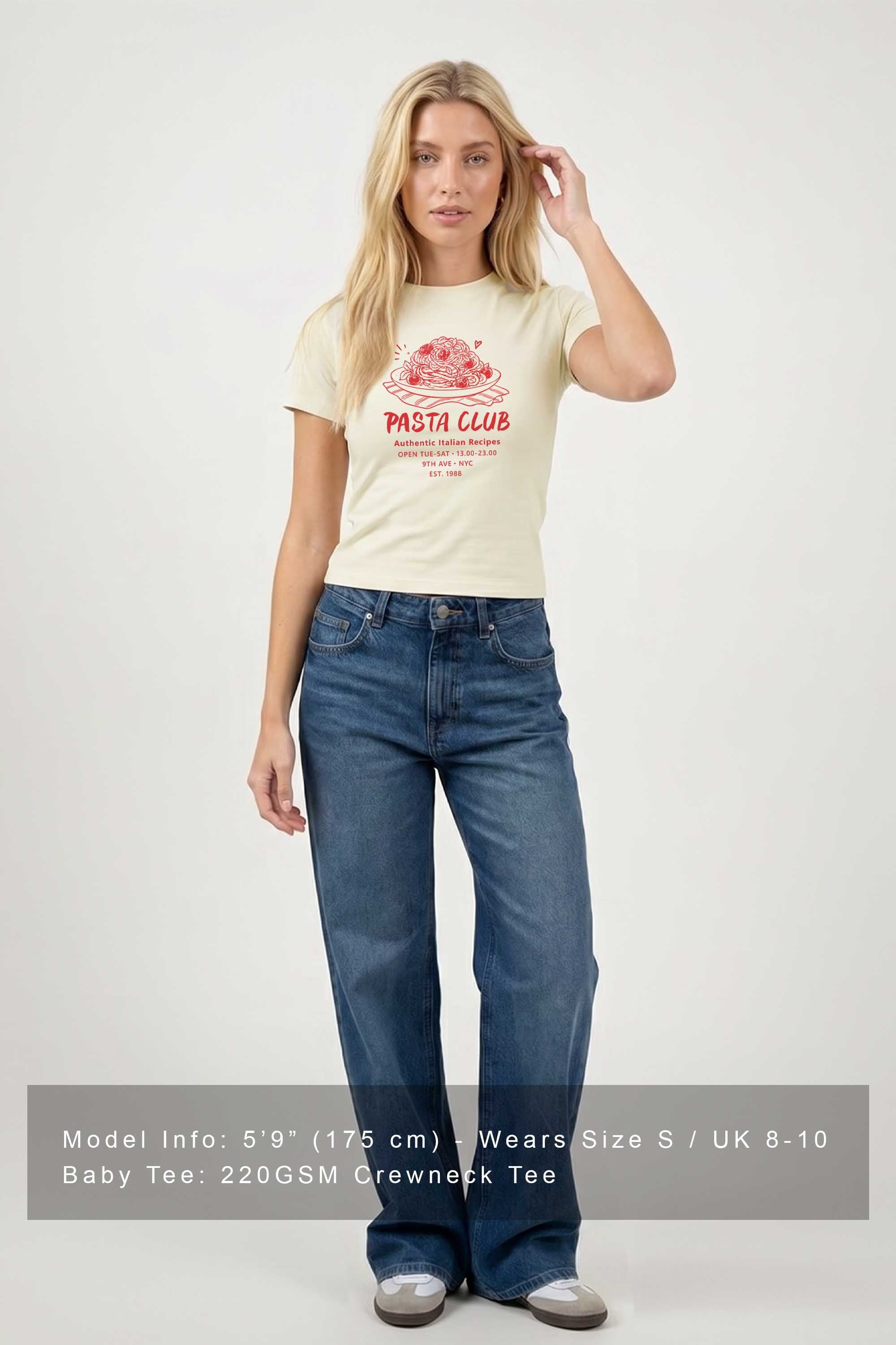 220GSM Pasta Club Printed Baby Tee