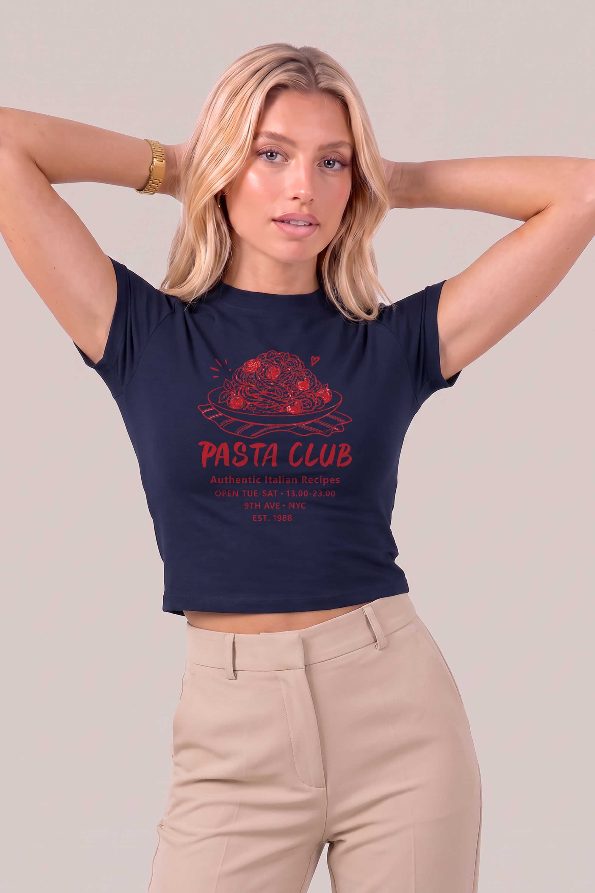 220GSM Pasta Club Printed Baby Tee