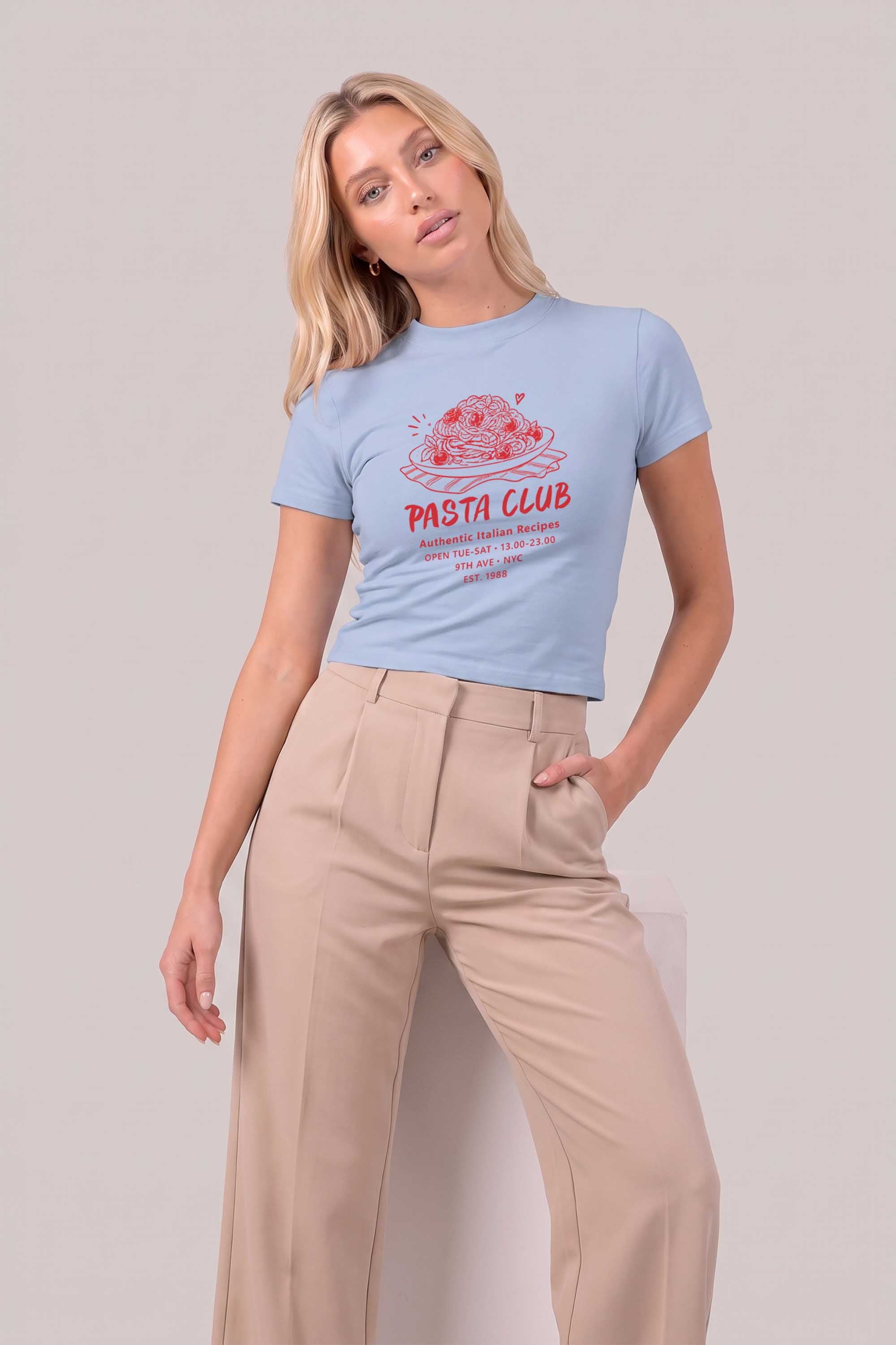 220GSM Pasta Club Printed Baby Tee