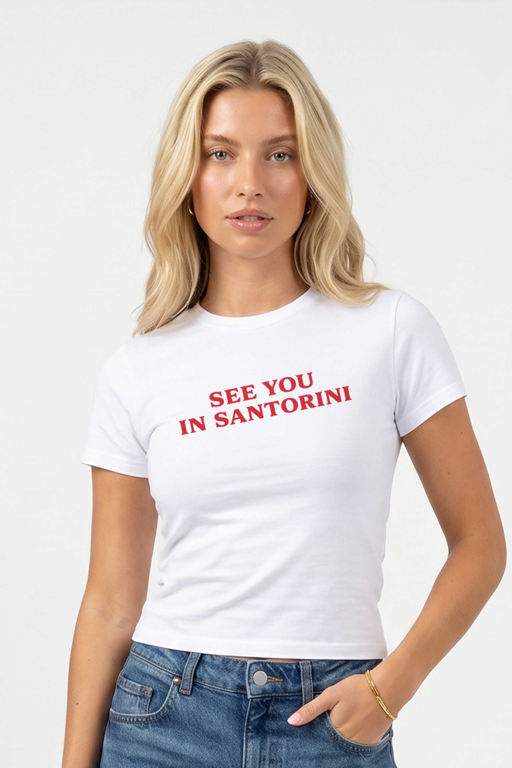 220GSM See You in Santorini Printed Baby Tee