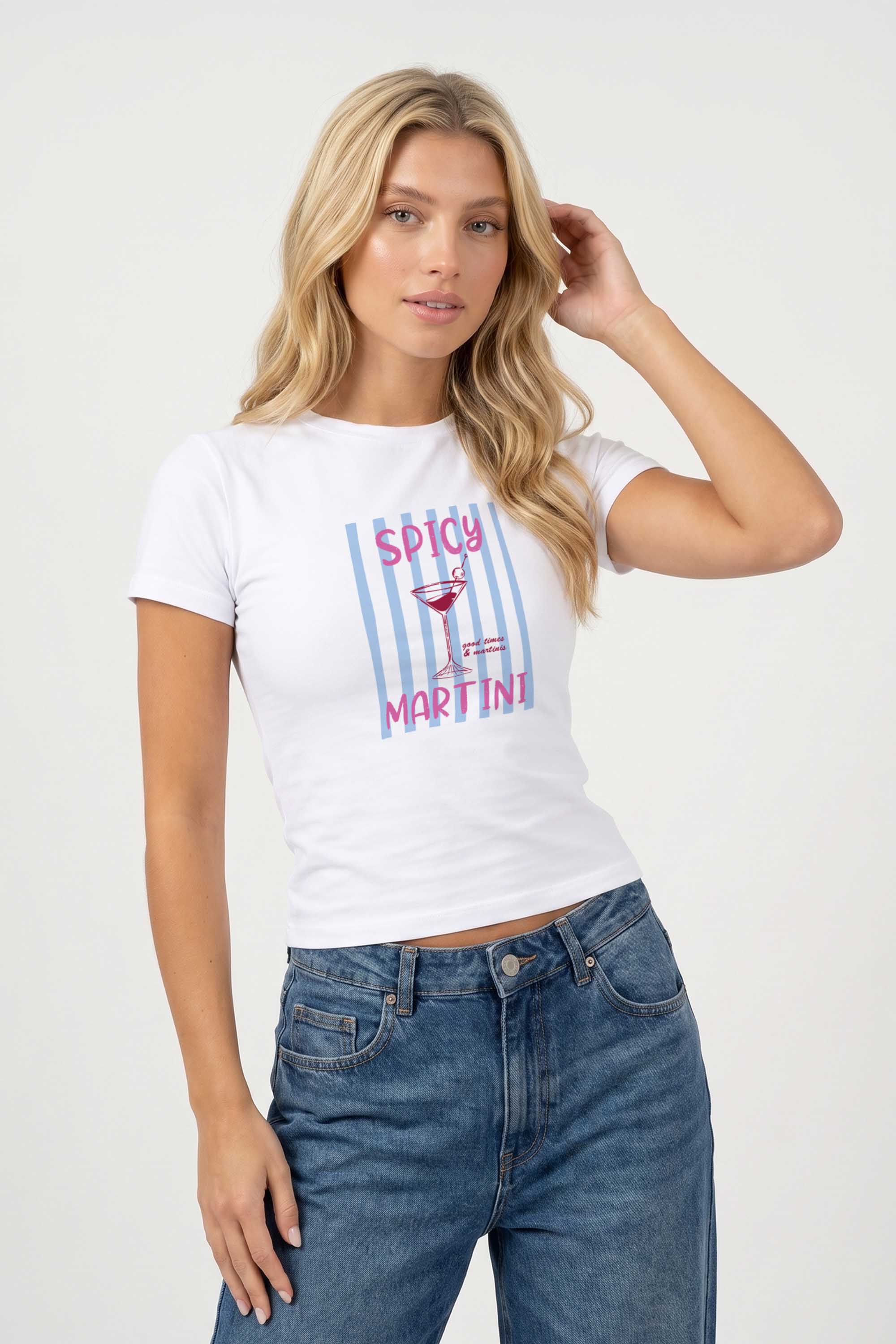 220GSM Retro Spicy Martini Printed Baby Tee