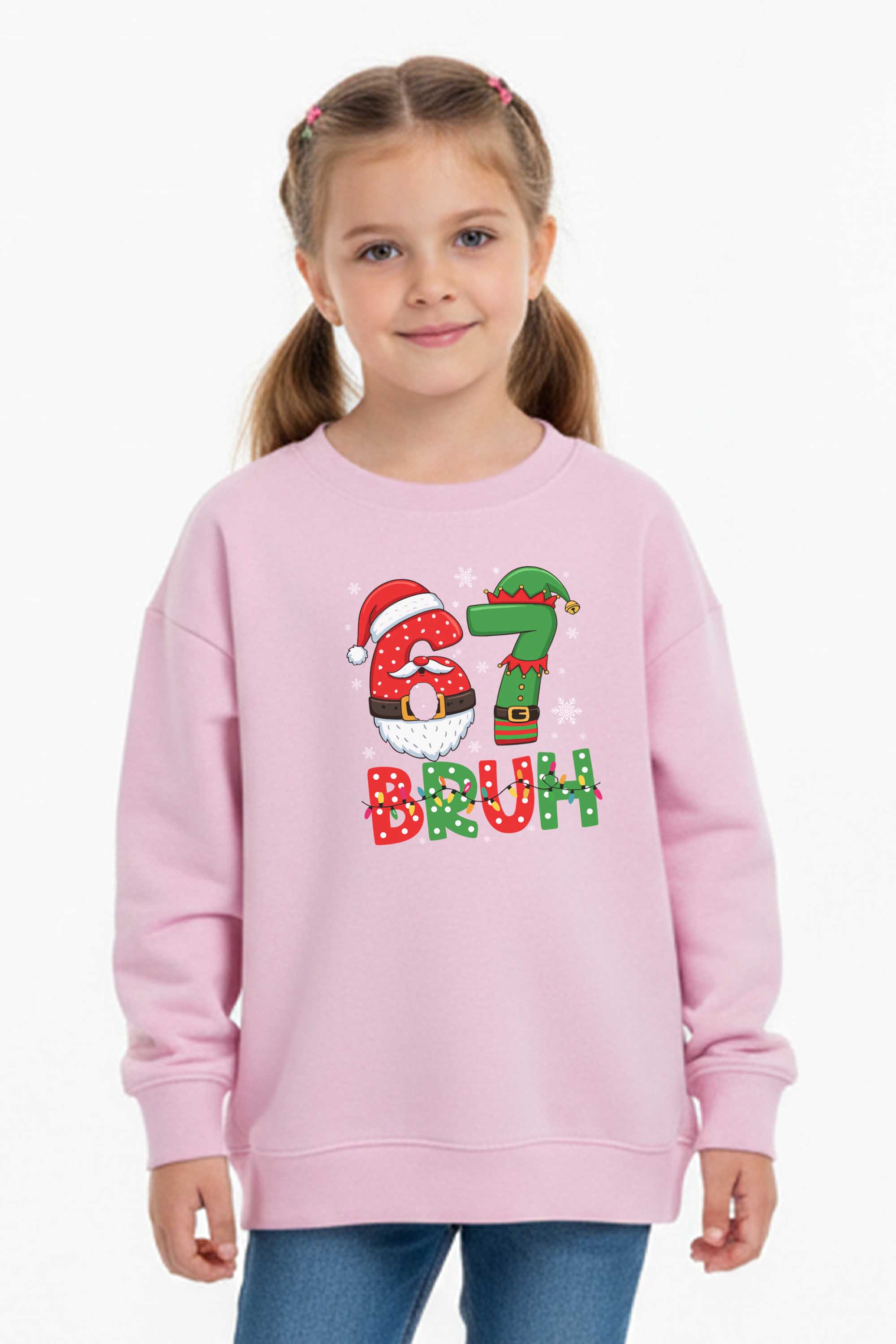 Kids 67 BRUH Christmas Graphic Printed Sweatshirt