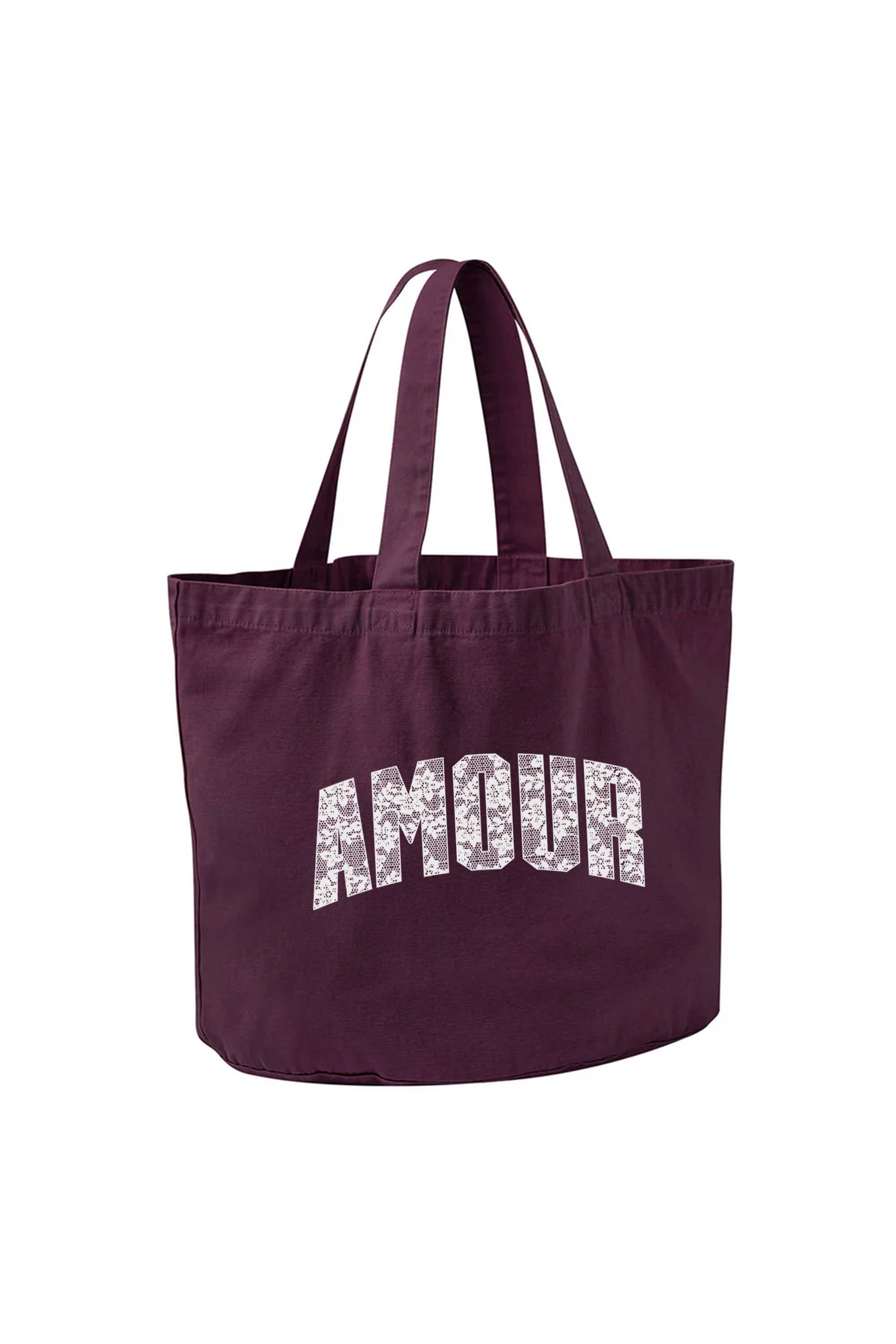 340gsm Acid Washed Oversized Amour Lace Printed Cotton Tote Bag