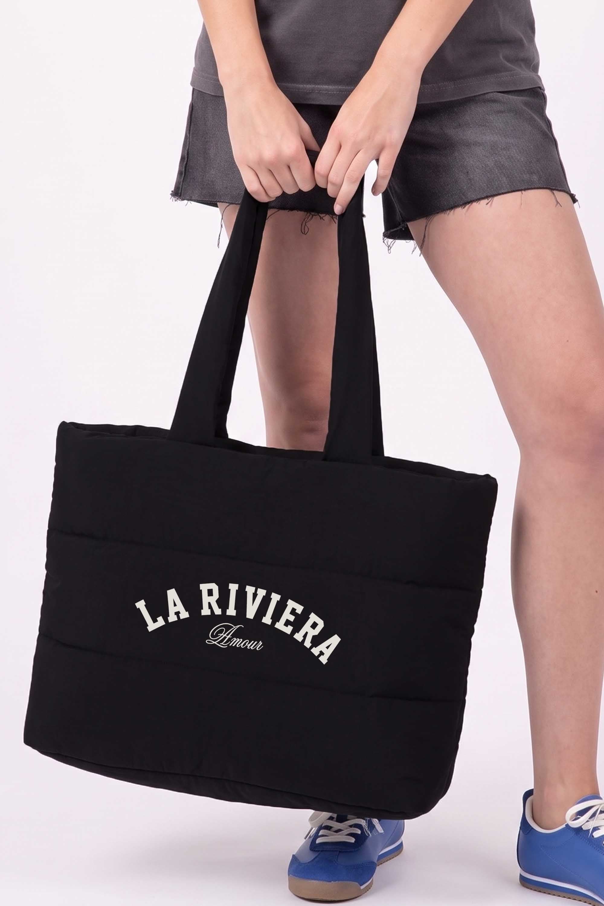Quilted La Riviera Printed Tote Bag