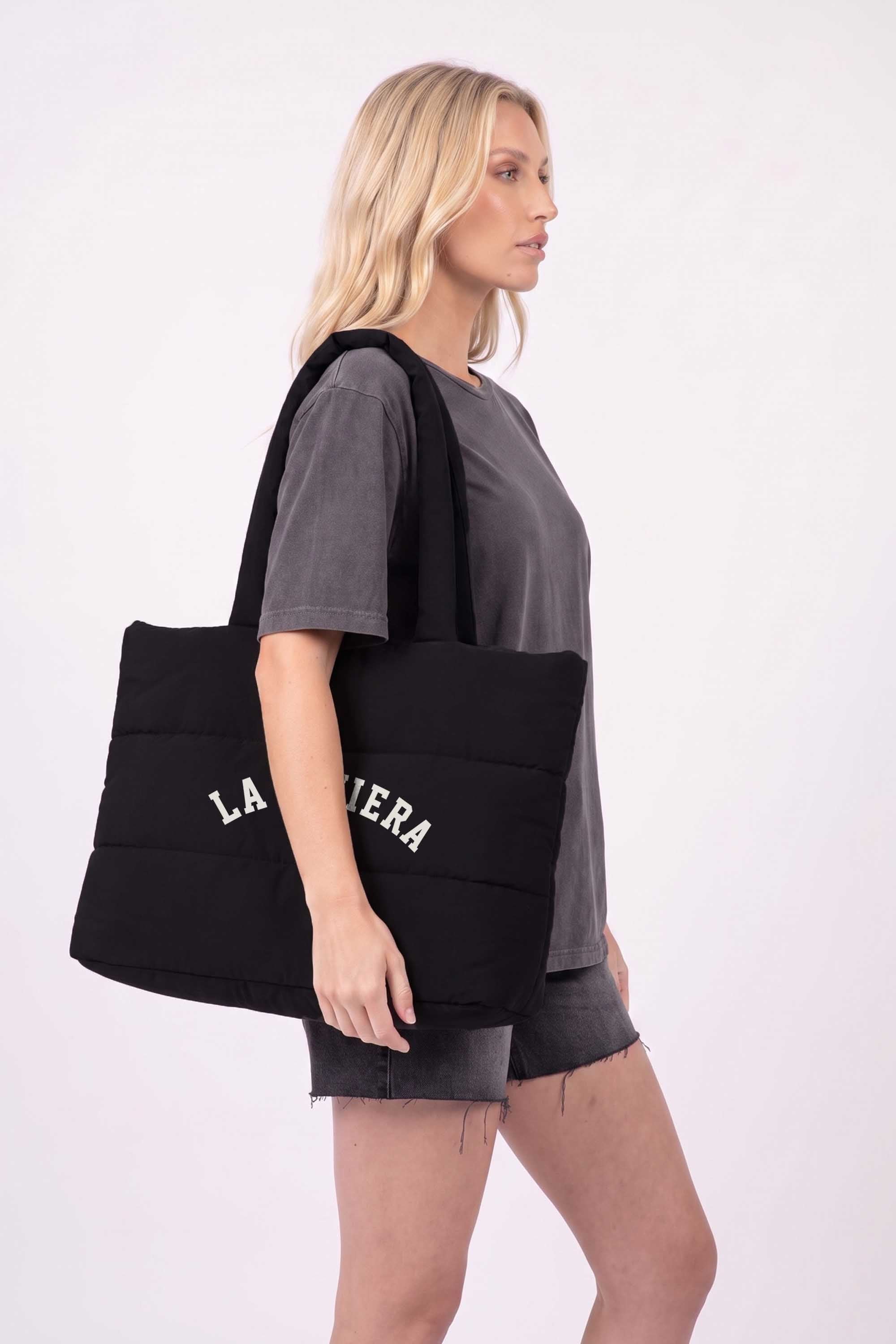 Quilted La Riviera Printed Tote Bag