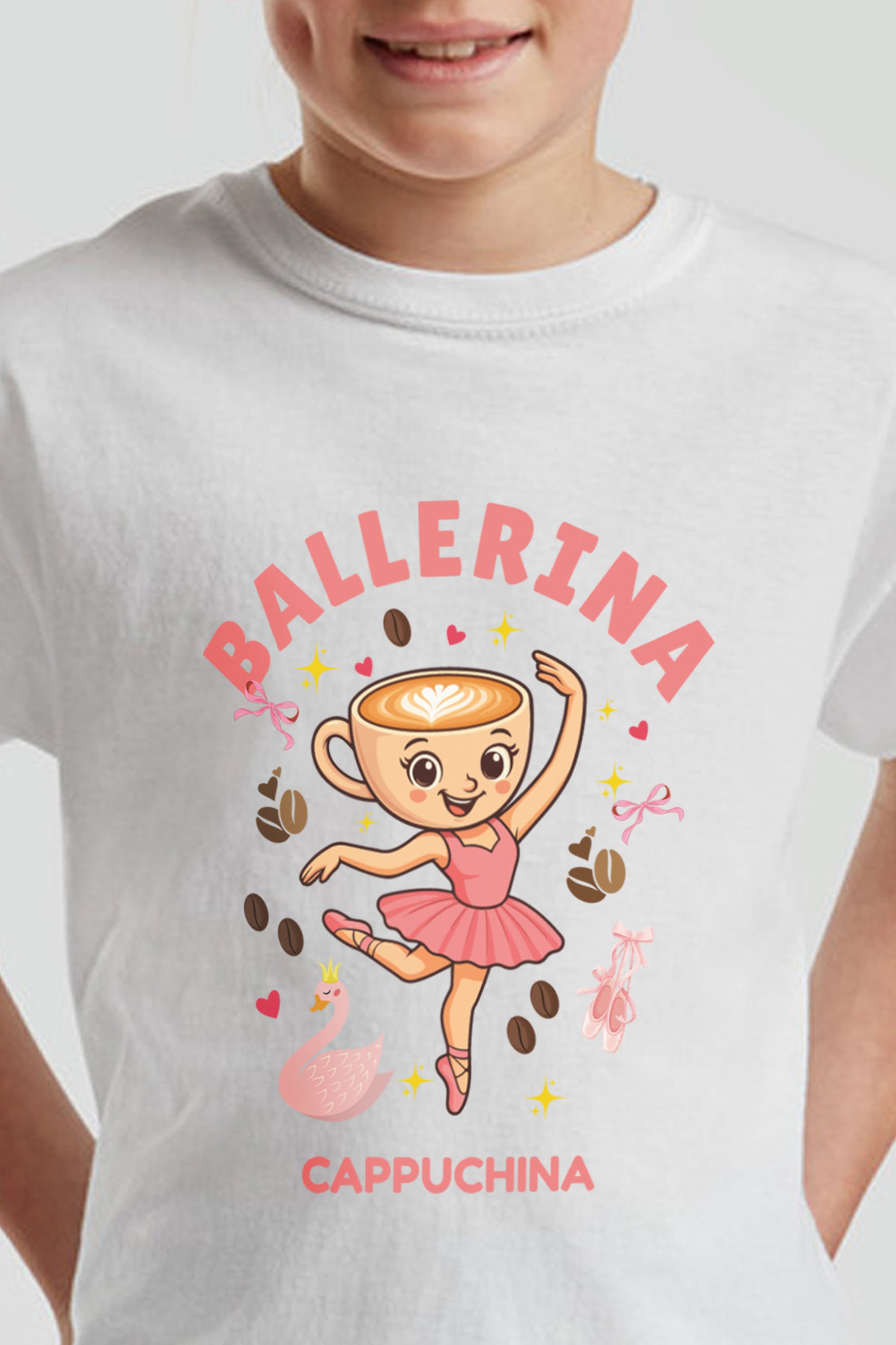 Kids Ballerina Cappuchina Brainrot Printed T-Shirt