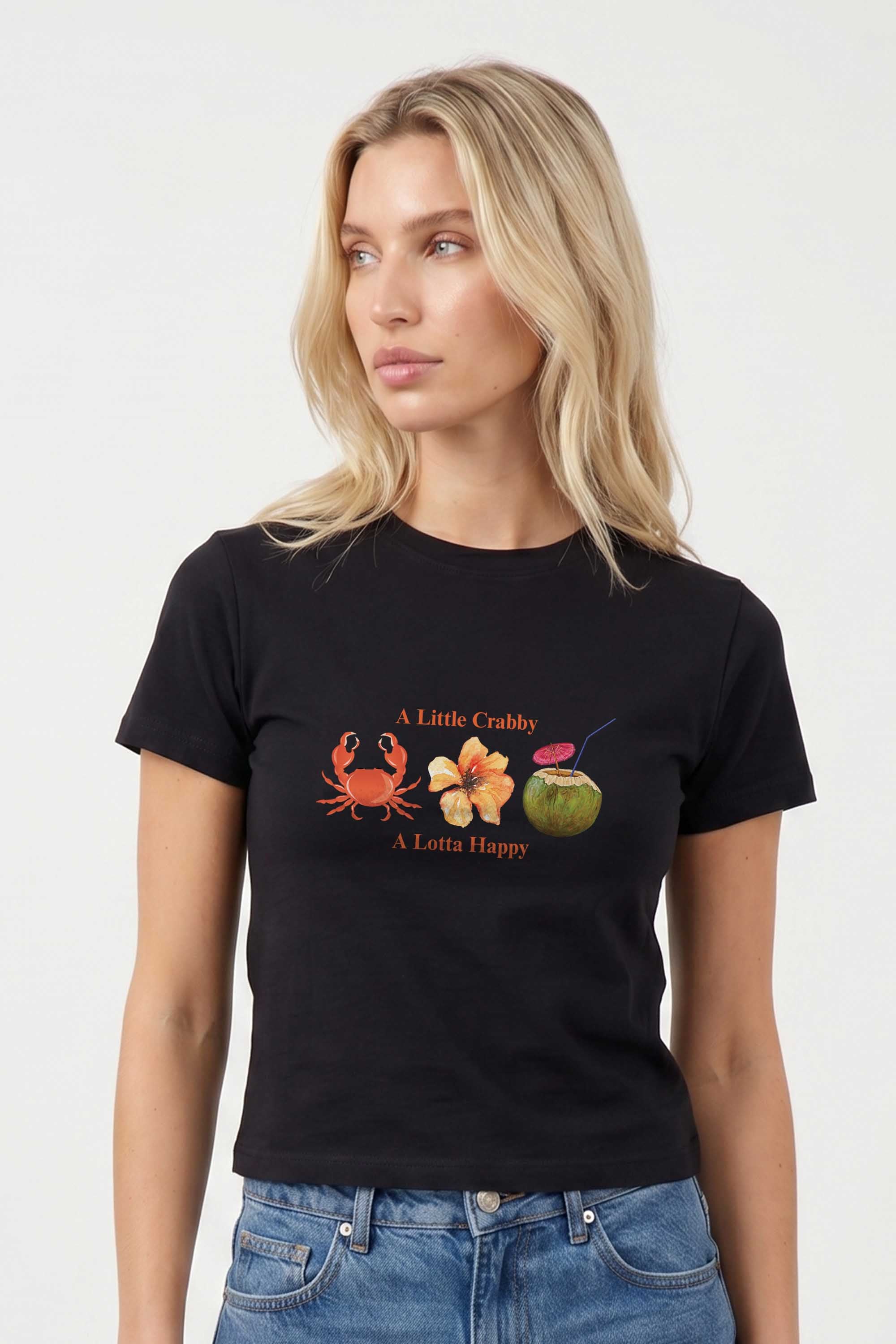 220GSM Crabby a Lotta Happy Printed Baby Tee