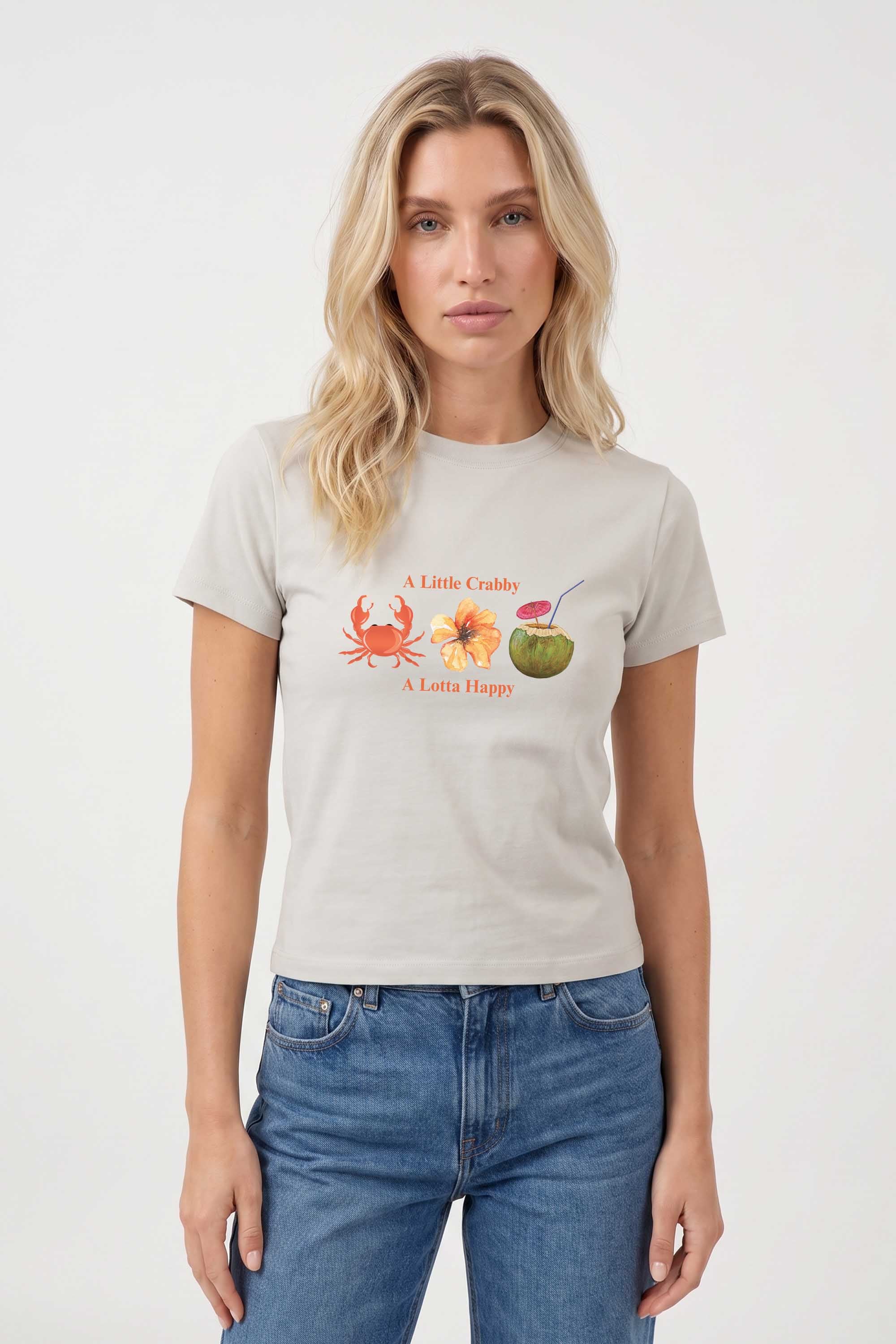 220GSM Crabby a Lotta Happy Printed Baby Tee