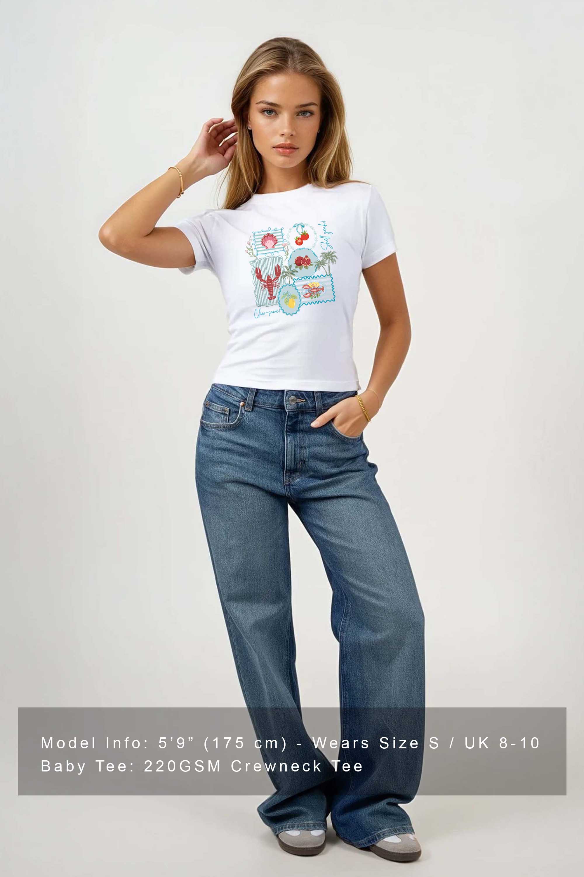 220GSM Coastal Postcard Collection Printed Baby Tee (Pack of 6)