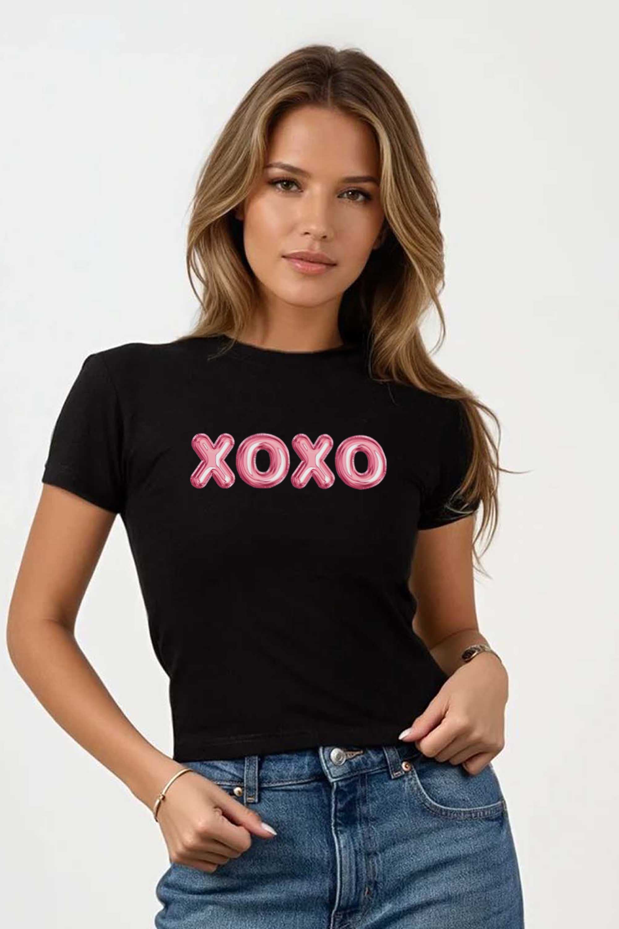 220GSM Valentine XOXO Printed Baby Tee (Pack of 6)