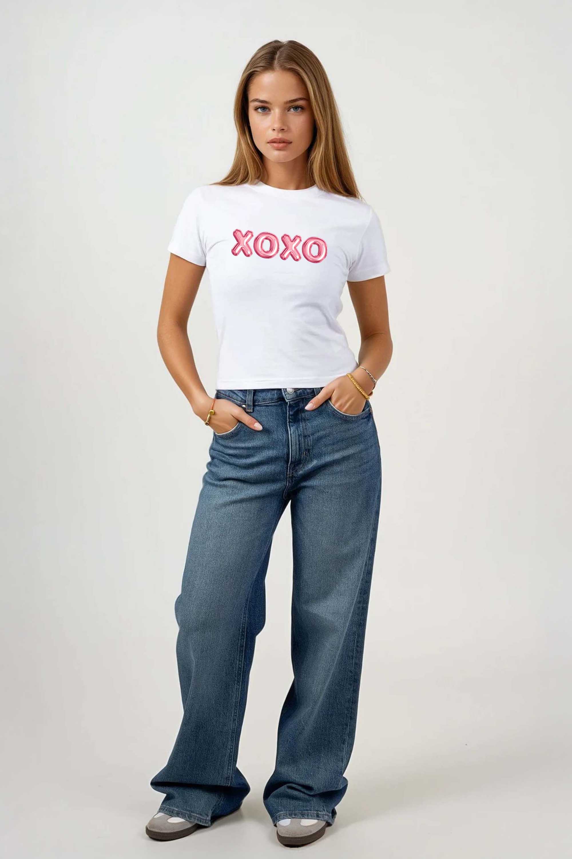 220GSM Valentine XOXO Printed Baby Tee (Pack of 6)