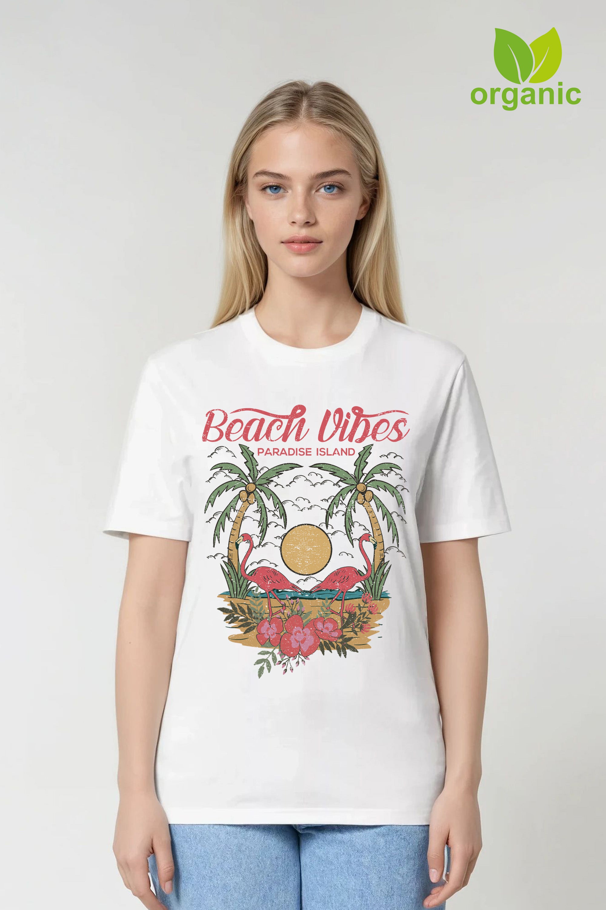 Beach Vibes Paradise Island Organic T-Shirt (Pack of 4)