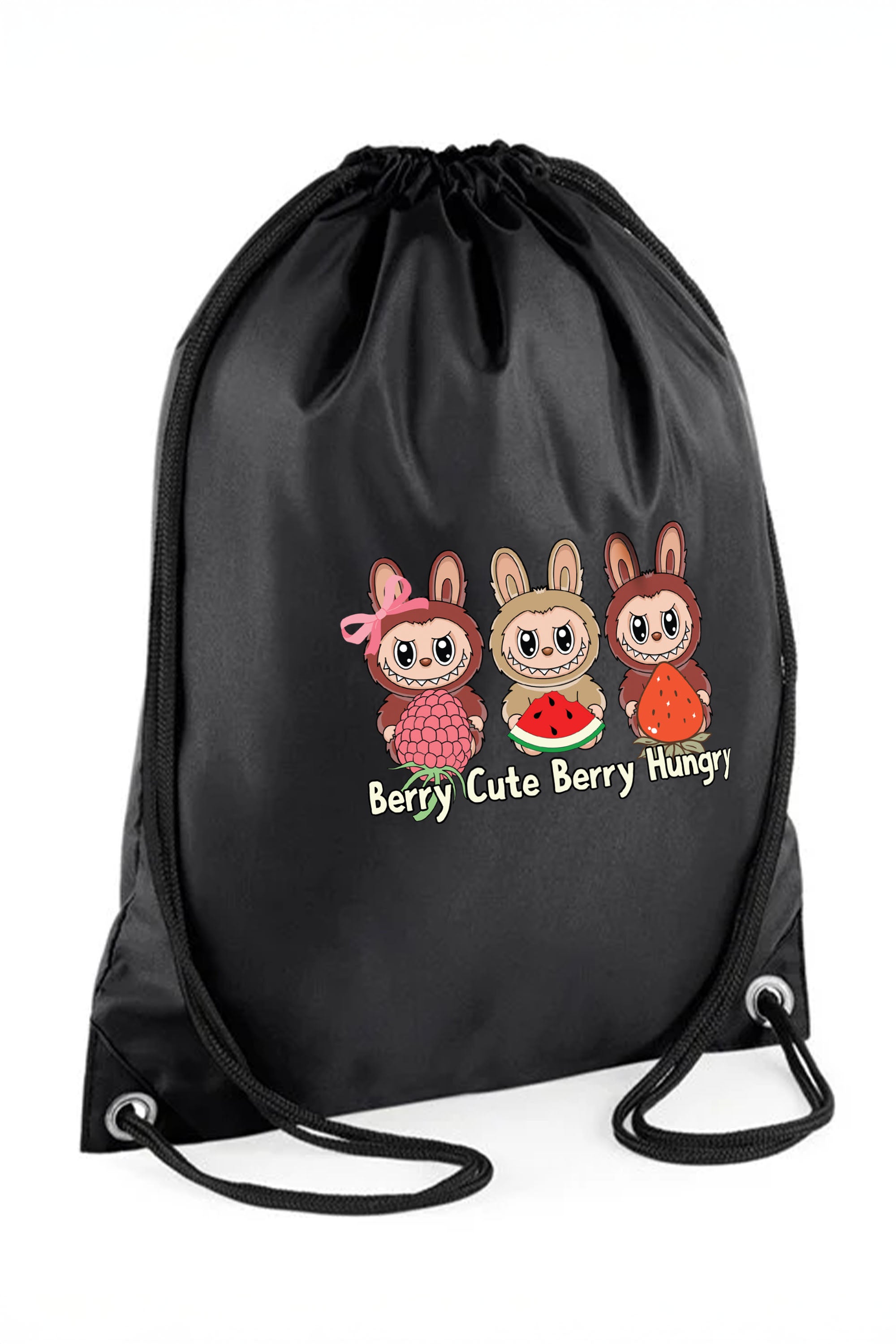 Berry Cute Labubu Printed Water-Resistant Gymsac