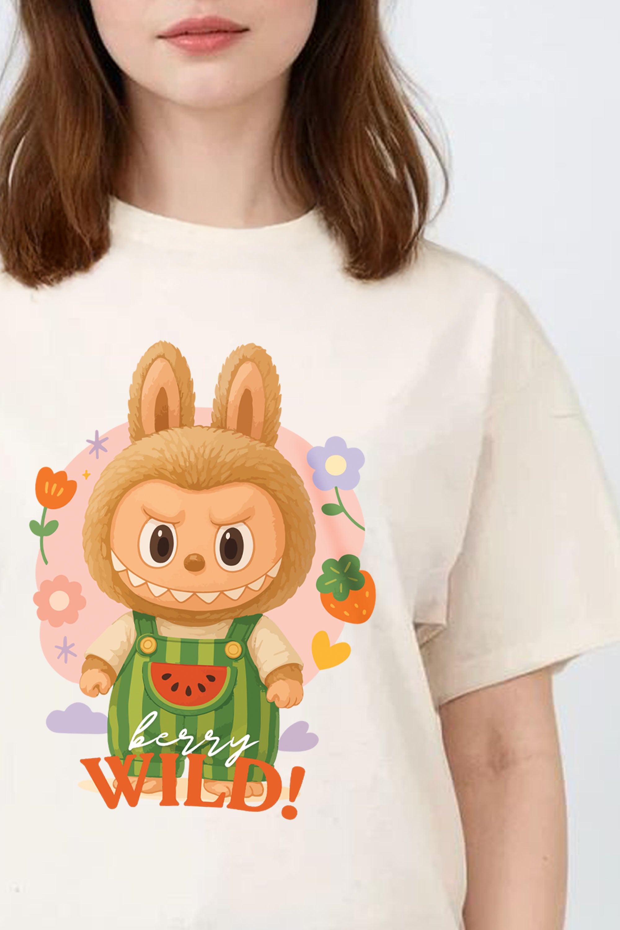 Regular Fit T-shirt in Wild Berry Labubu Print