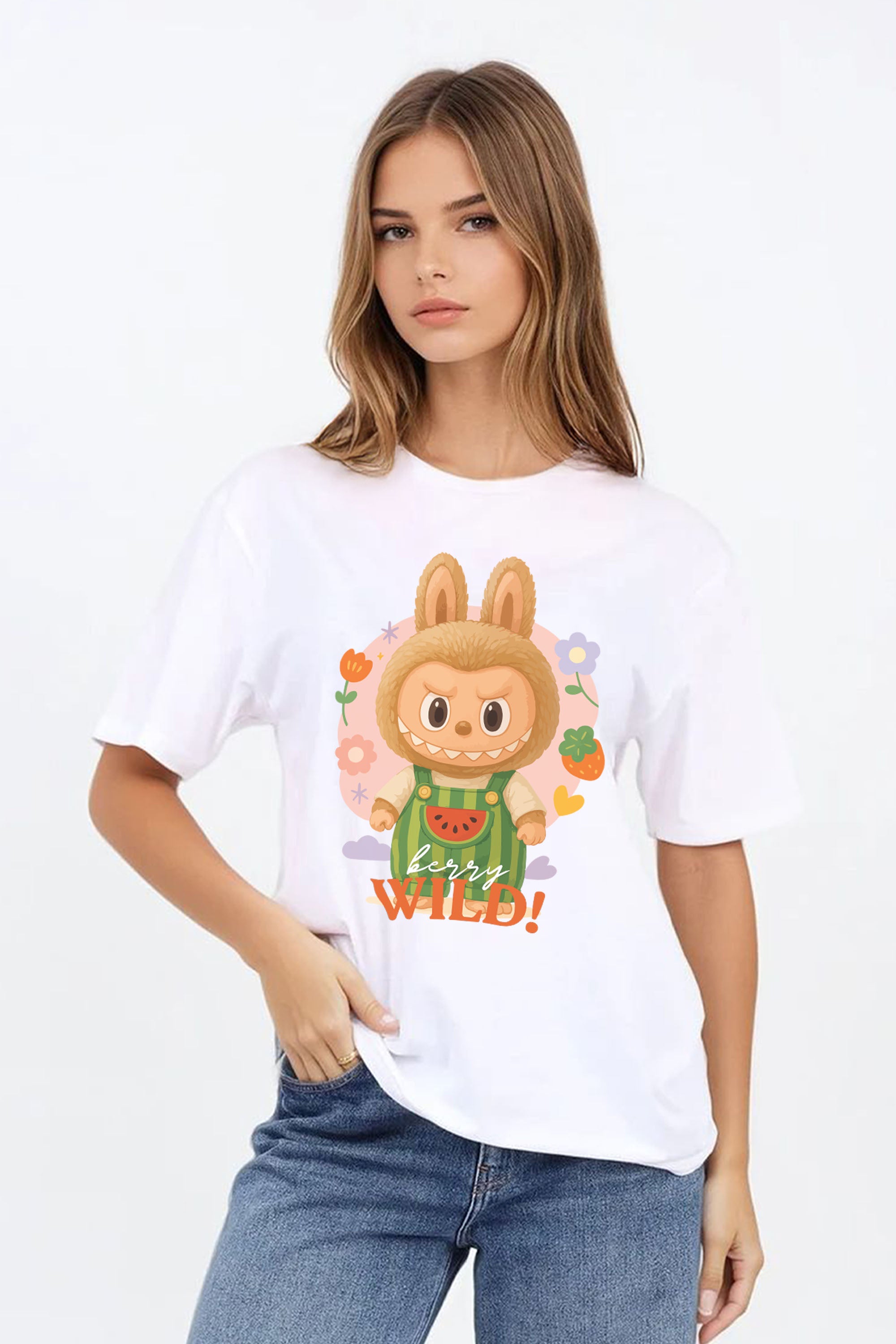 Regular Fit T-shirt in Wild Berry Labubu Print