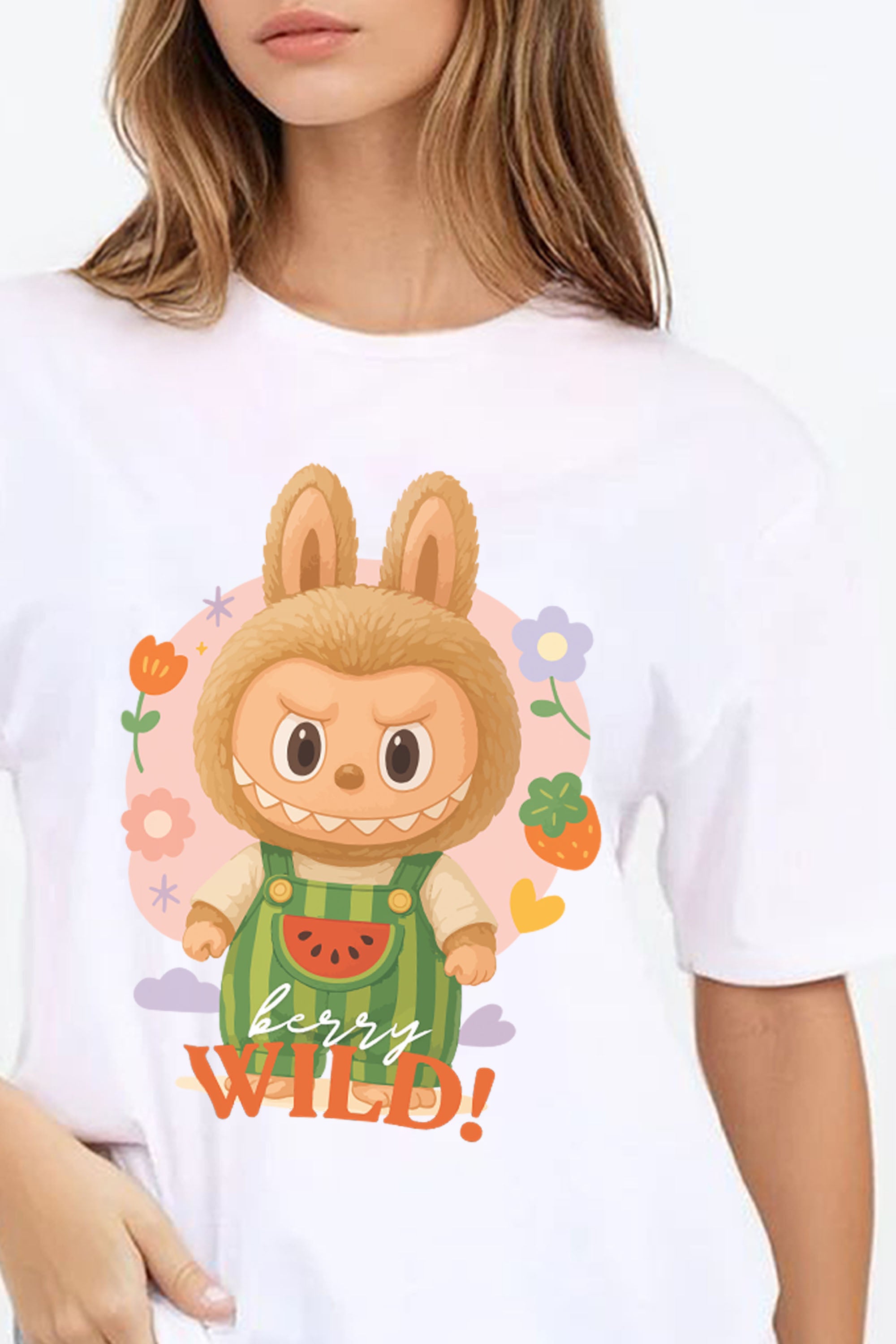 Regular Fit T-shirt in Wild Berry Labubu Print