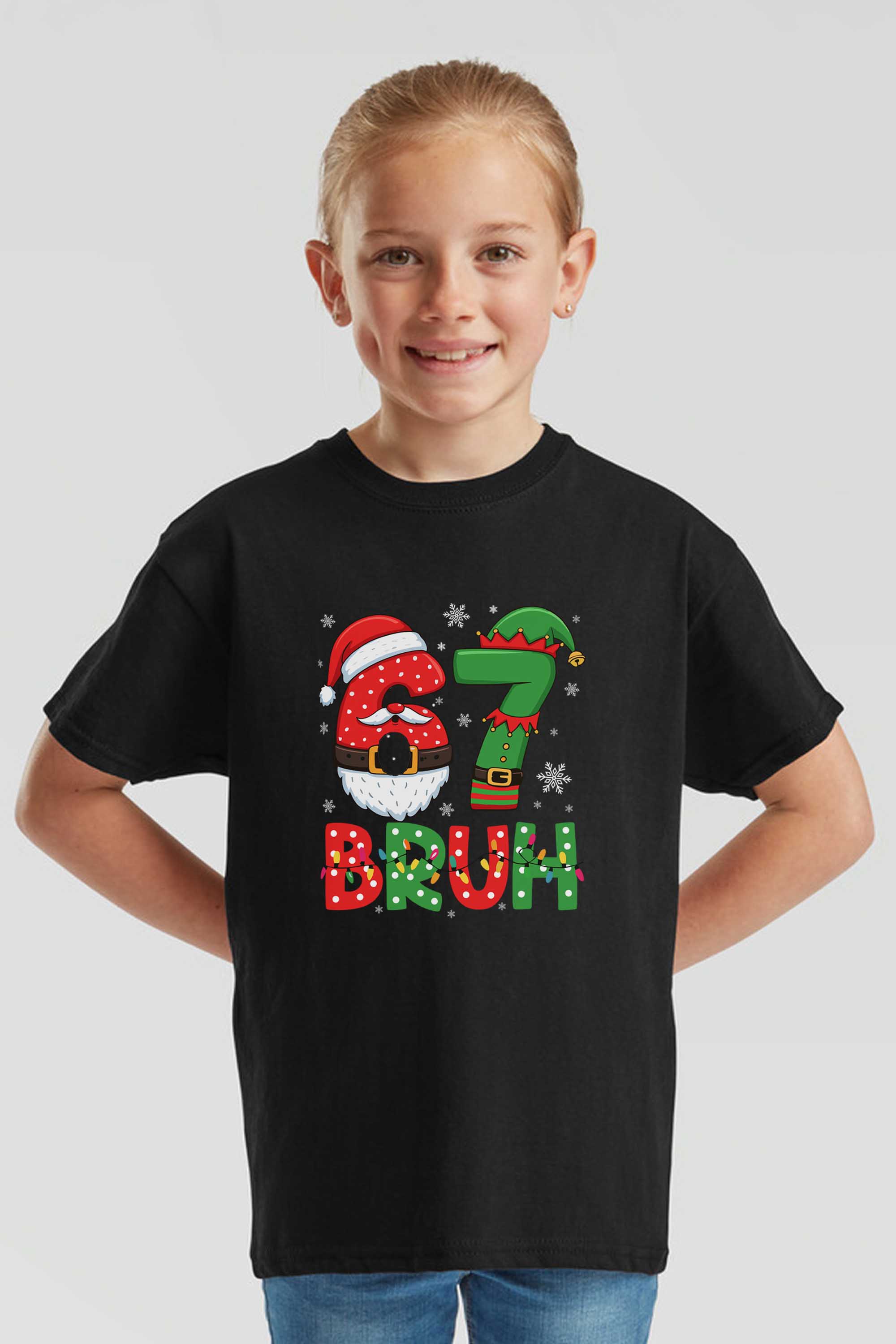 Kids 67 BRUH Christmas Graphic Printed T-Shirt