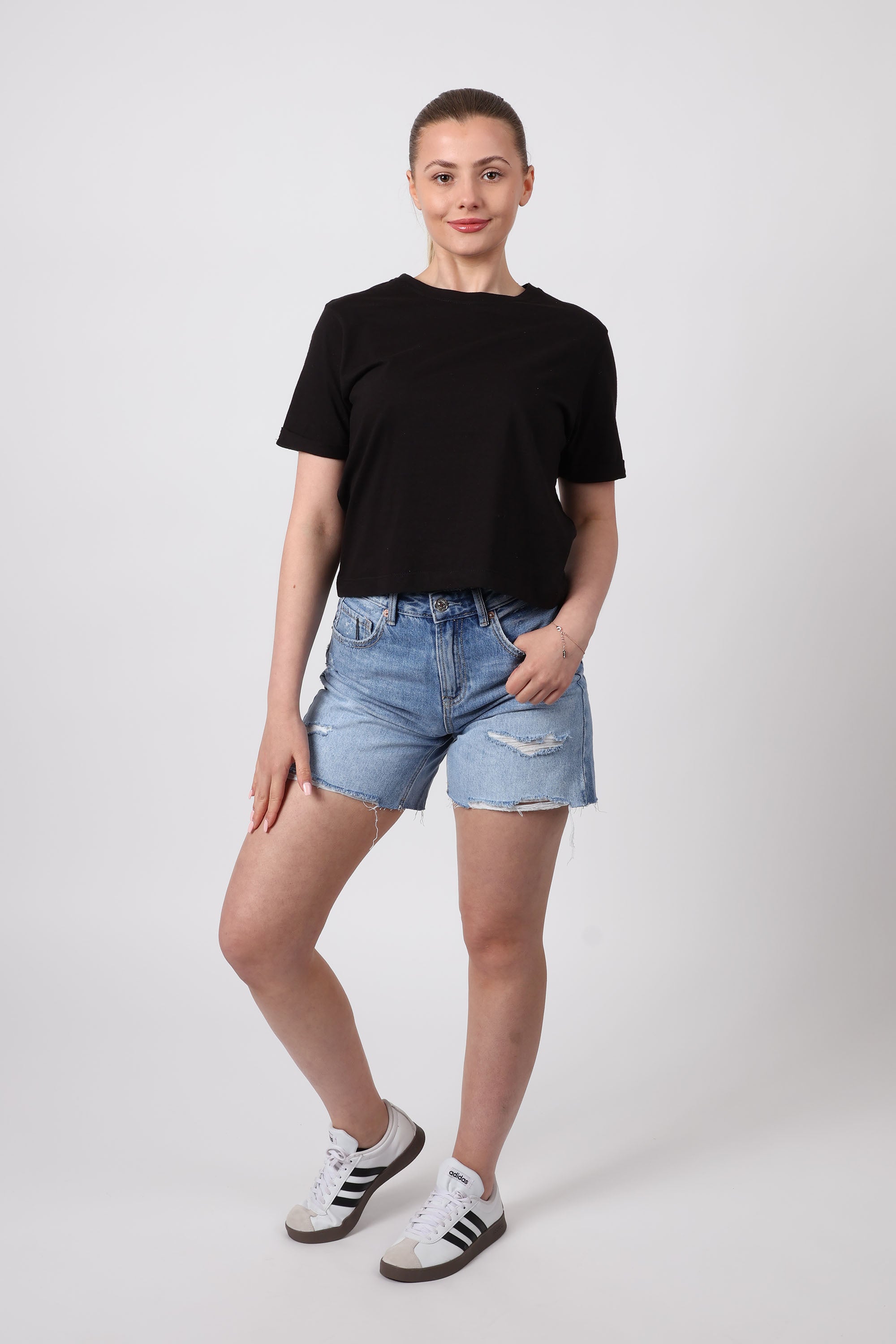 Cropped Plain T-Shirt (Pack Of 6)
