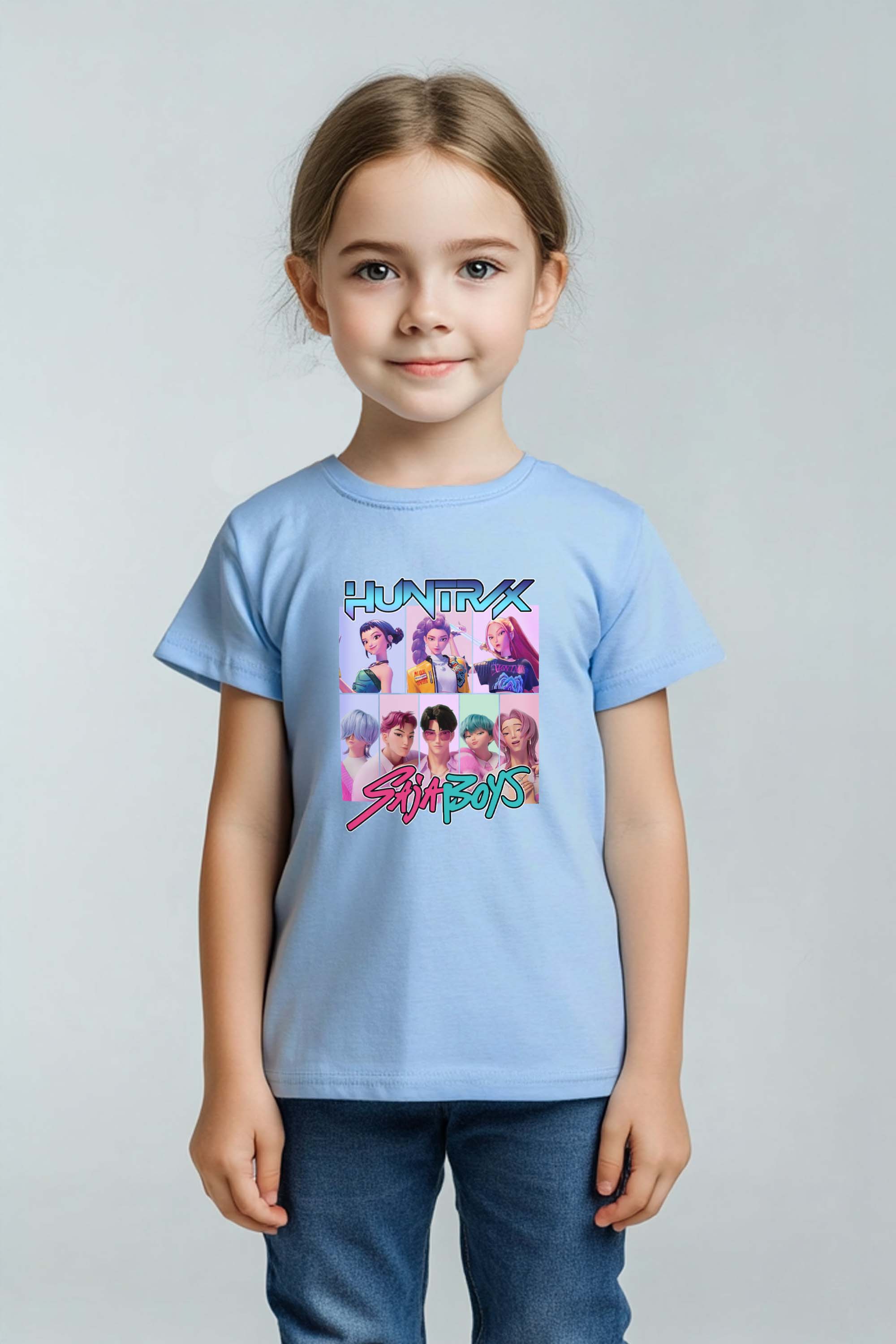 Kids K-Pop Anime Band Graphic Printed T-Shirt