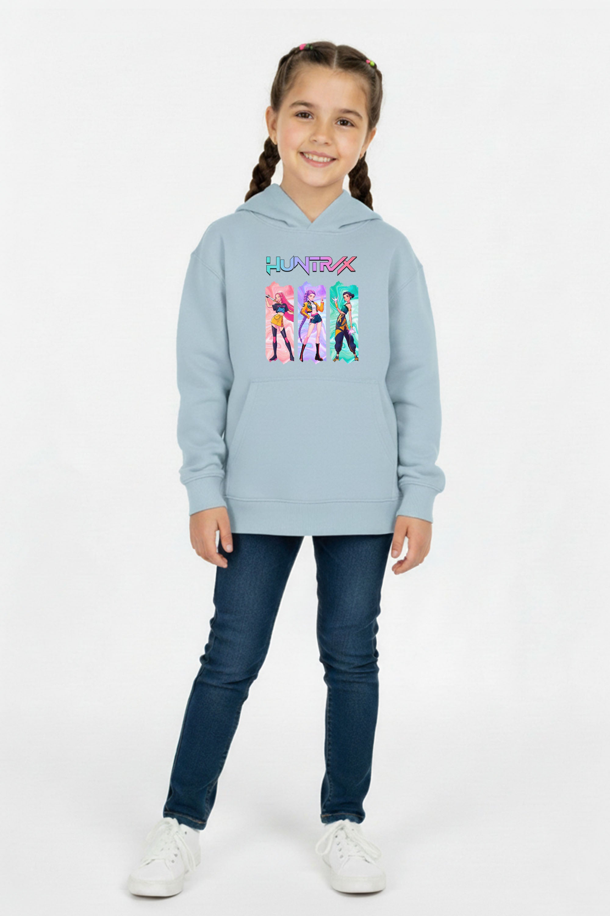 Kids K-pop Trio Graphic Printed Hoodie