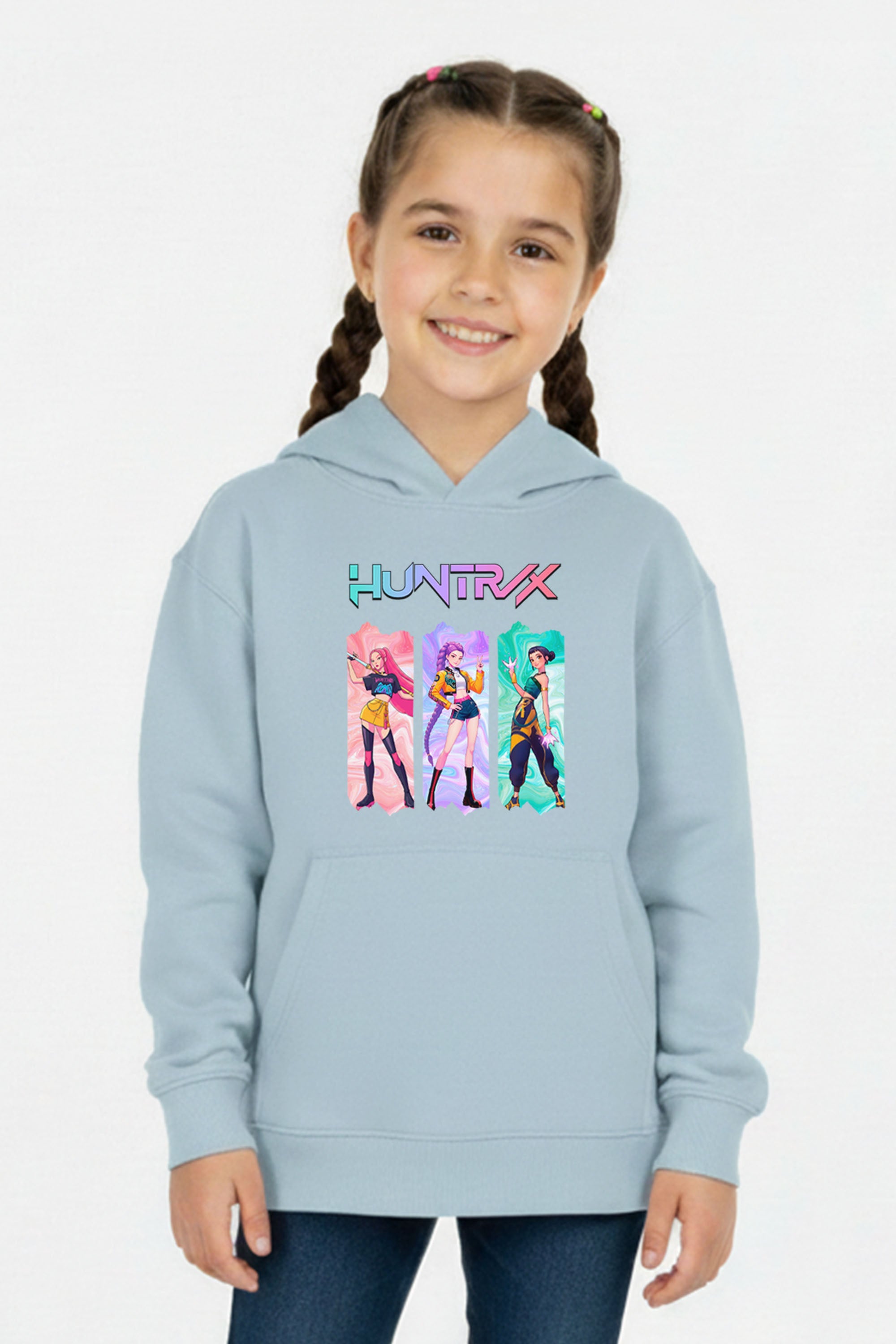 Kids K-pop Trio Graphic Printed Hoodie
