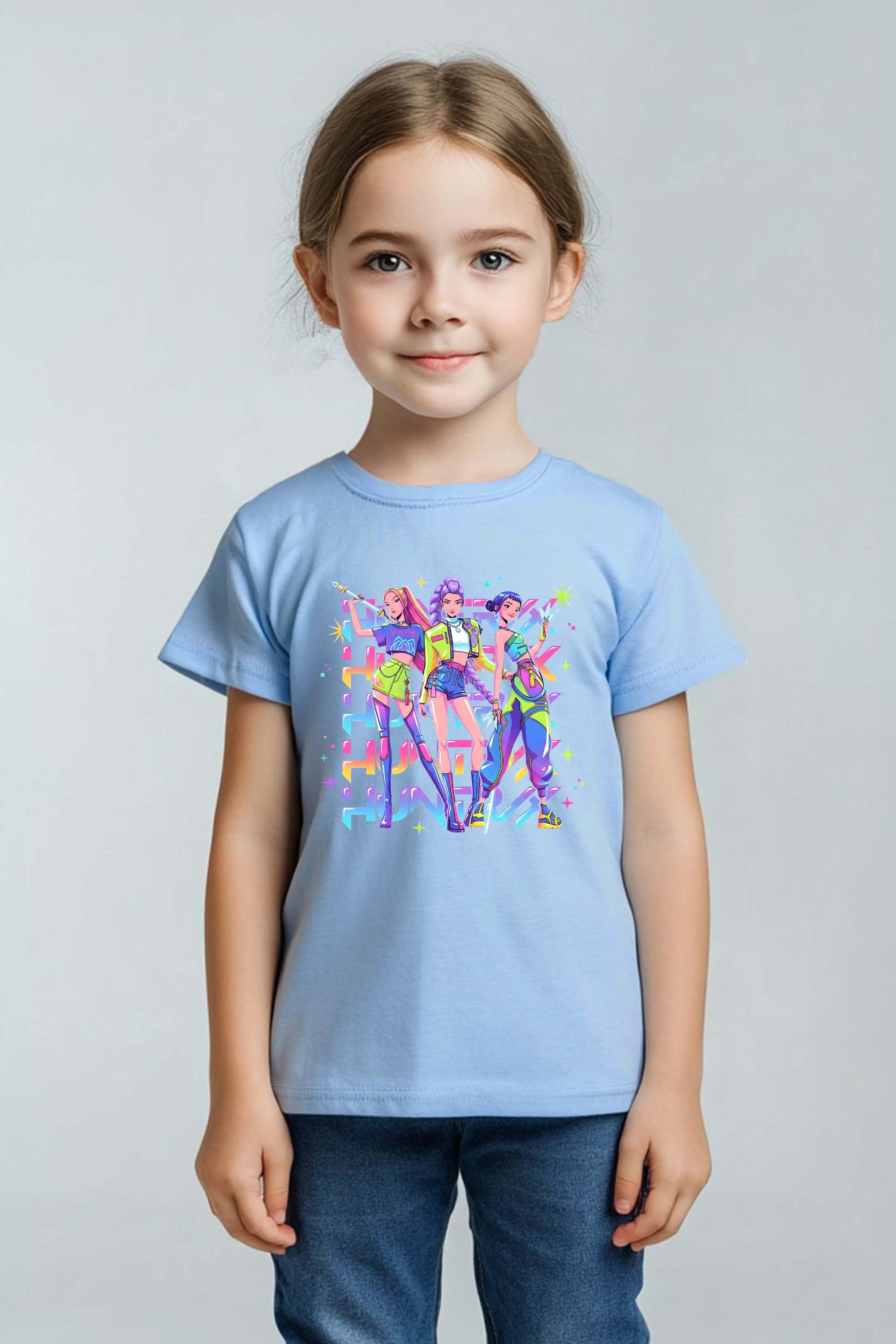 Kids K-Pop Style Girl Trio Graphic T-Shirt
