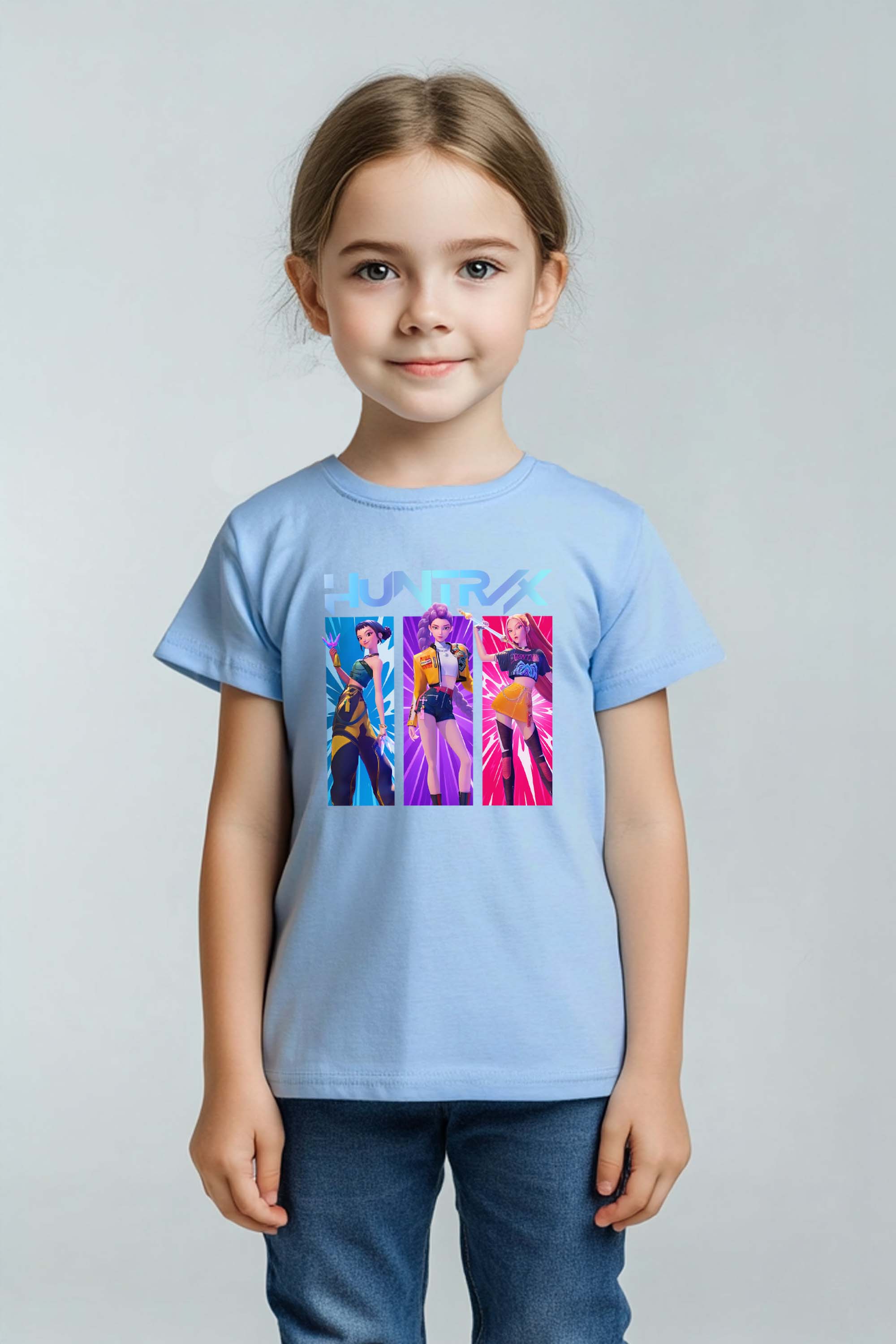 Kids K-Pop Girl Trio Graphic Printed T-Shirt