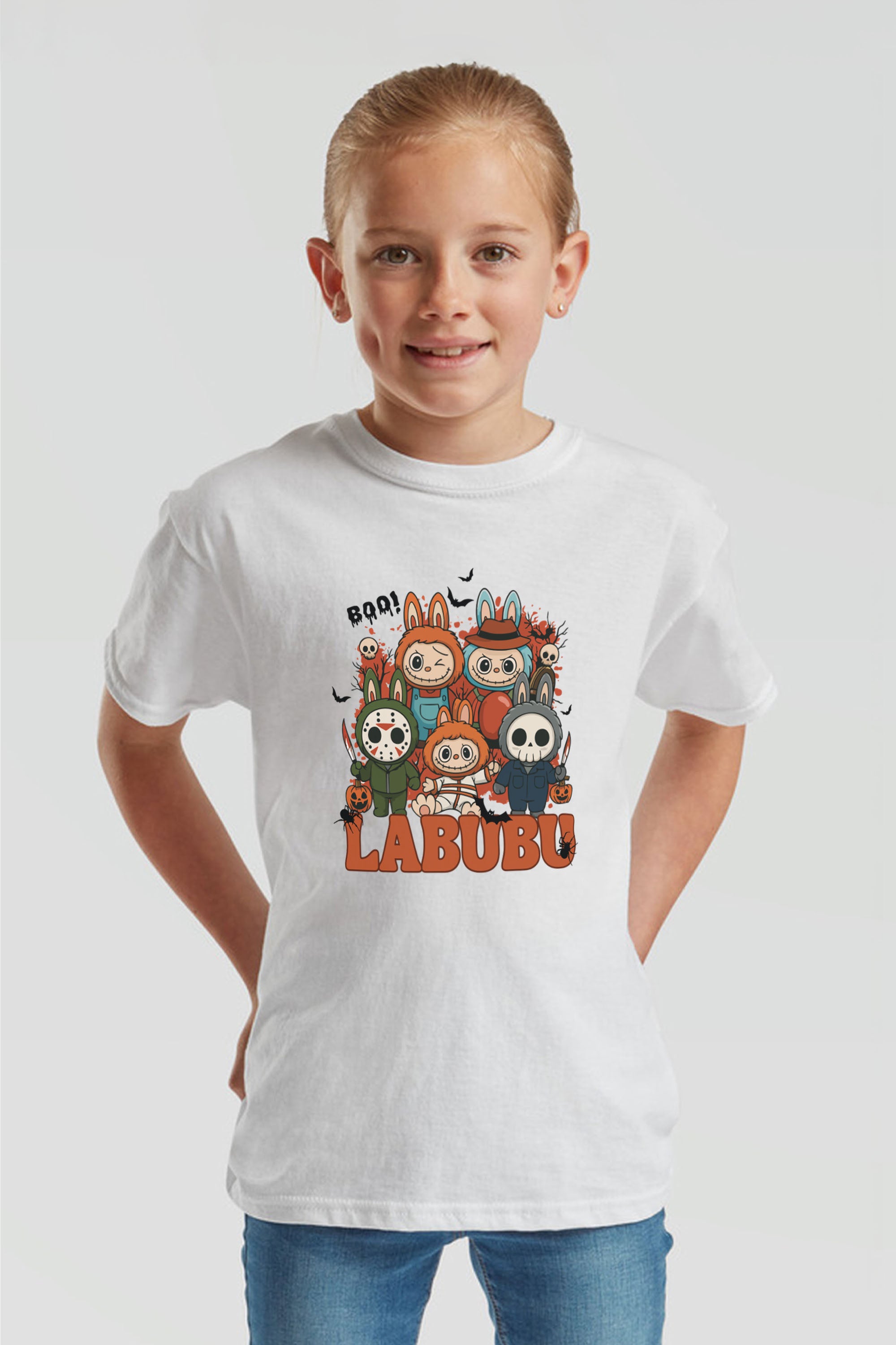 Kids Halloween Boo Labubu Printed T-Shirt