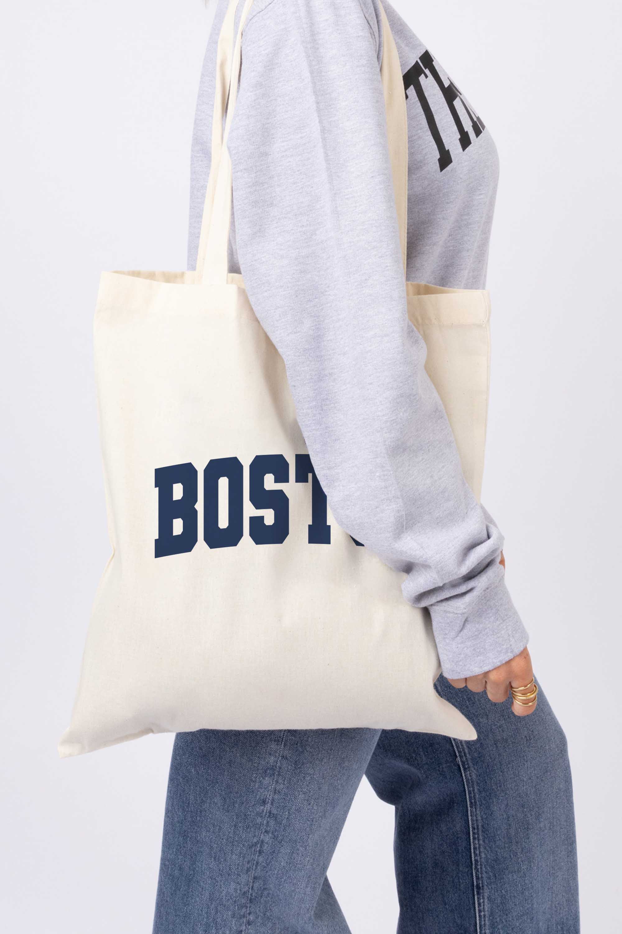 Boston Graphic Printed Cotton Tote Bag