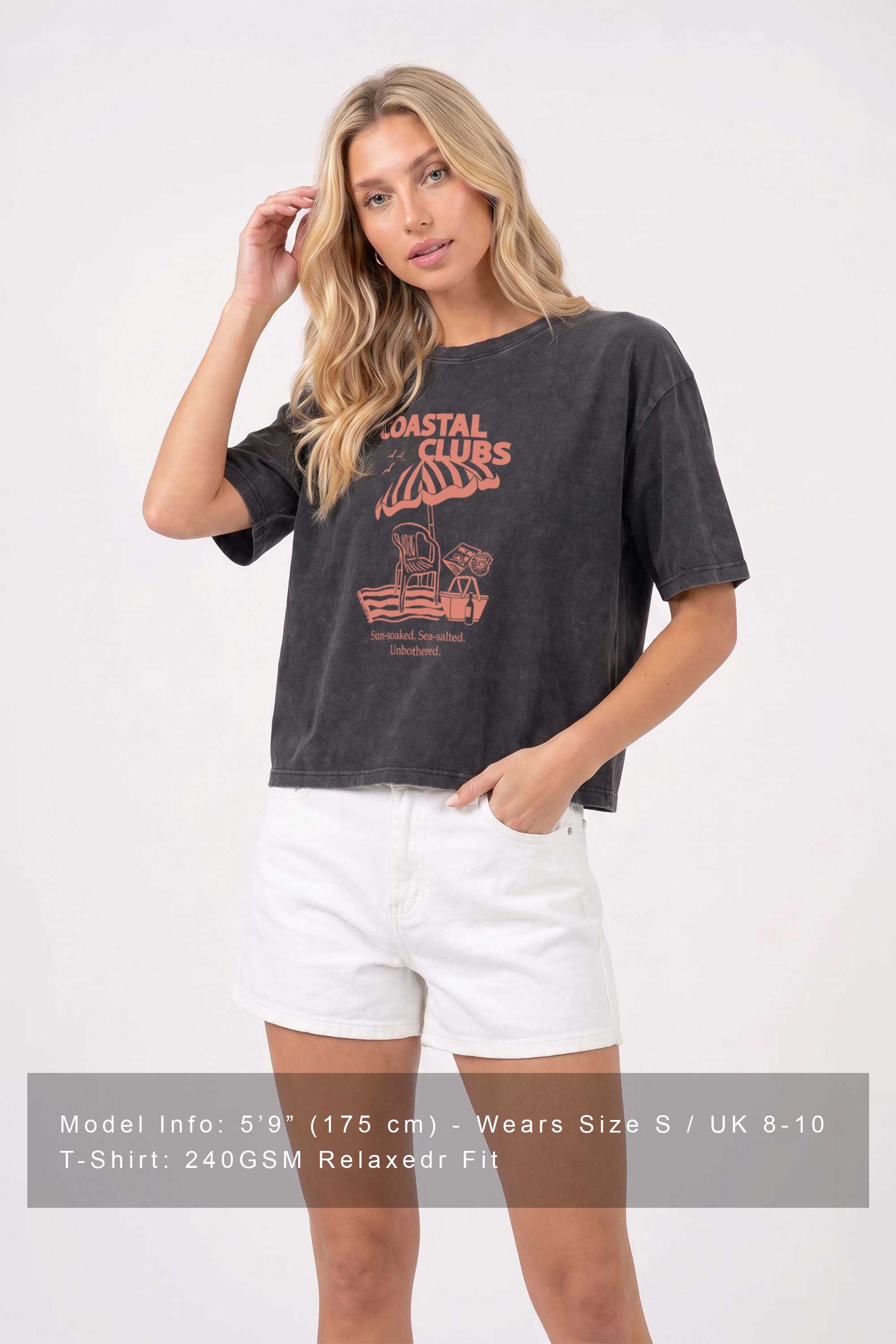 240GSM Boxy Relaxed Fit T-shirt in Coastal Club Print