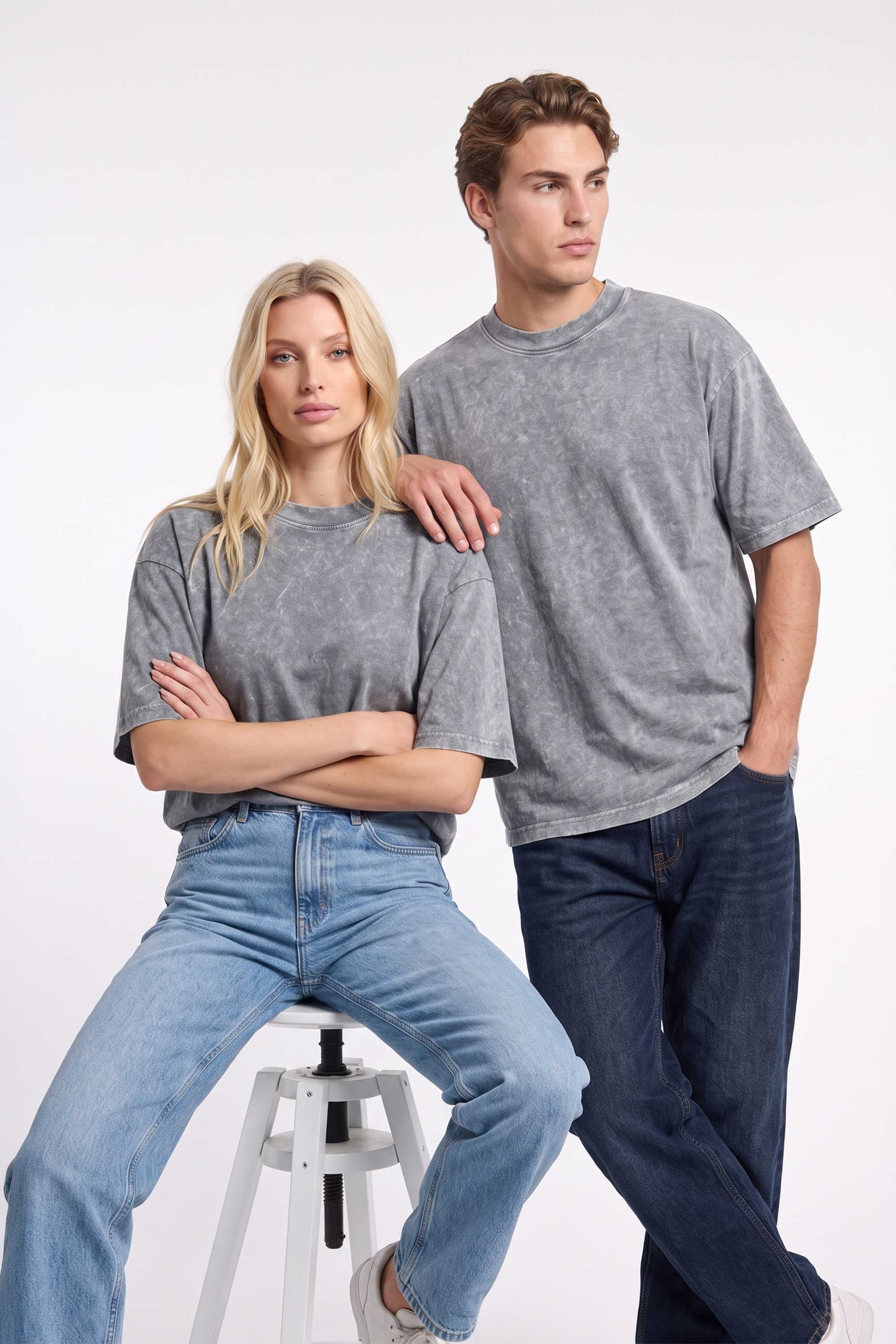 Premium 220GSM Acid-Wash Boxy Oversized Plain T-shirt