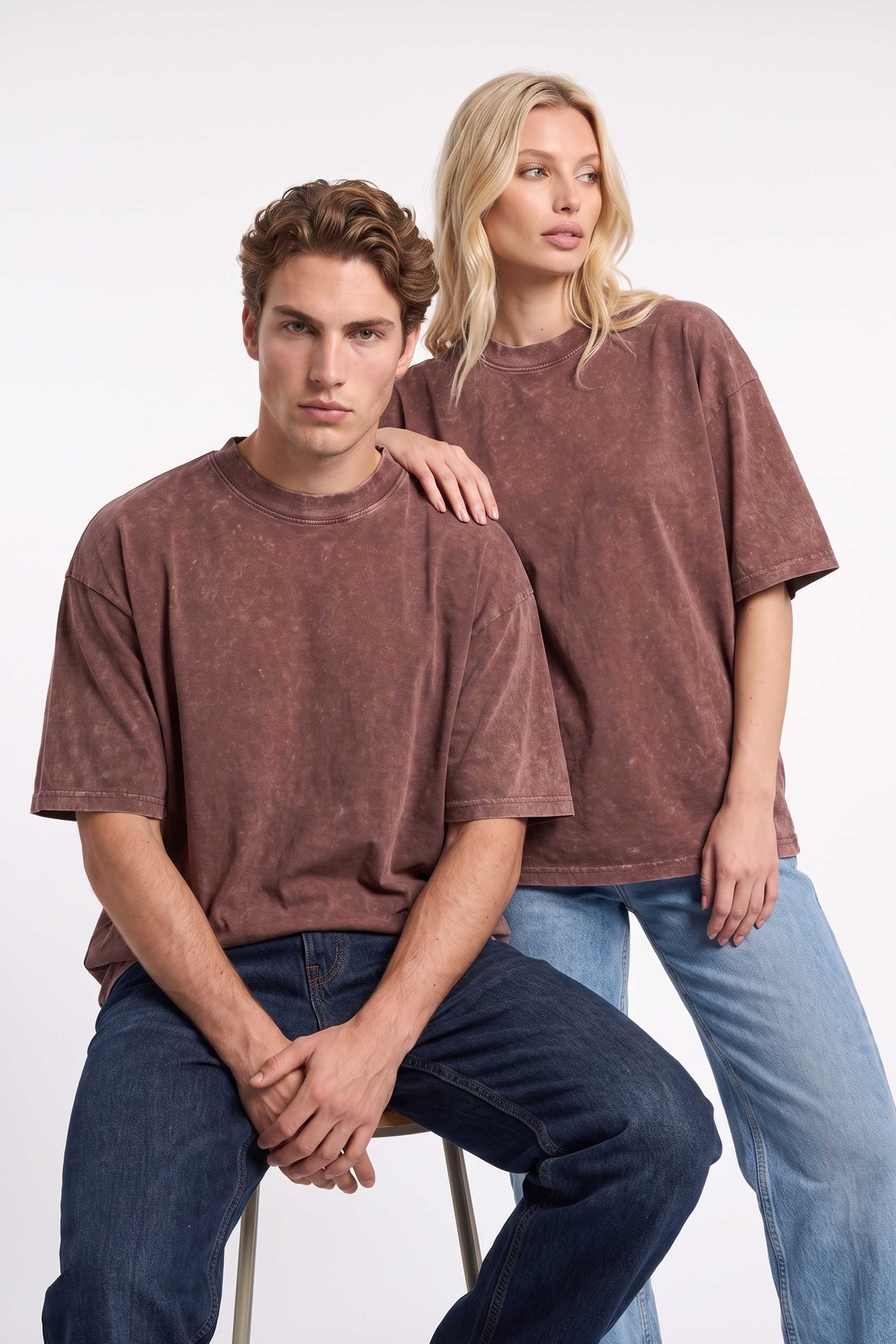 Premium 220GSM Acid-Wash Boxy Oversized Plain T-shirt