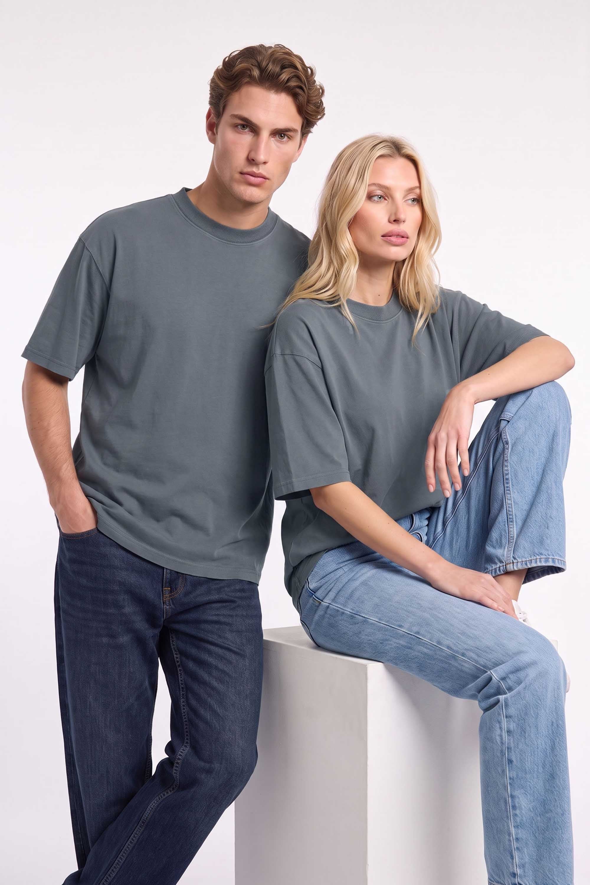 Premium 220GSM Acid-Wash Boxy Oversized Plain T-shirt