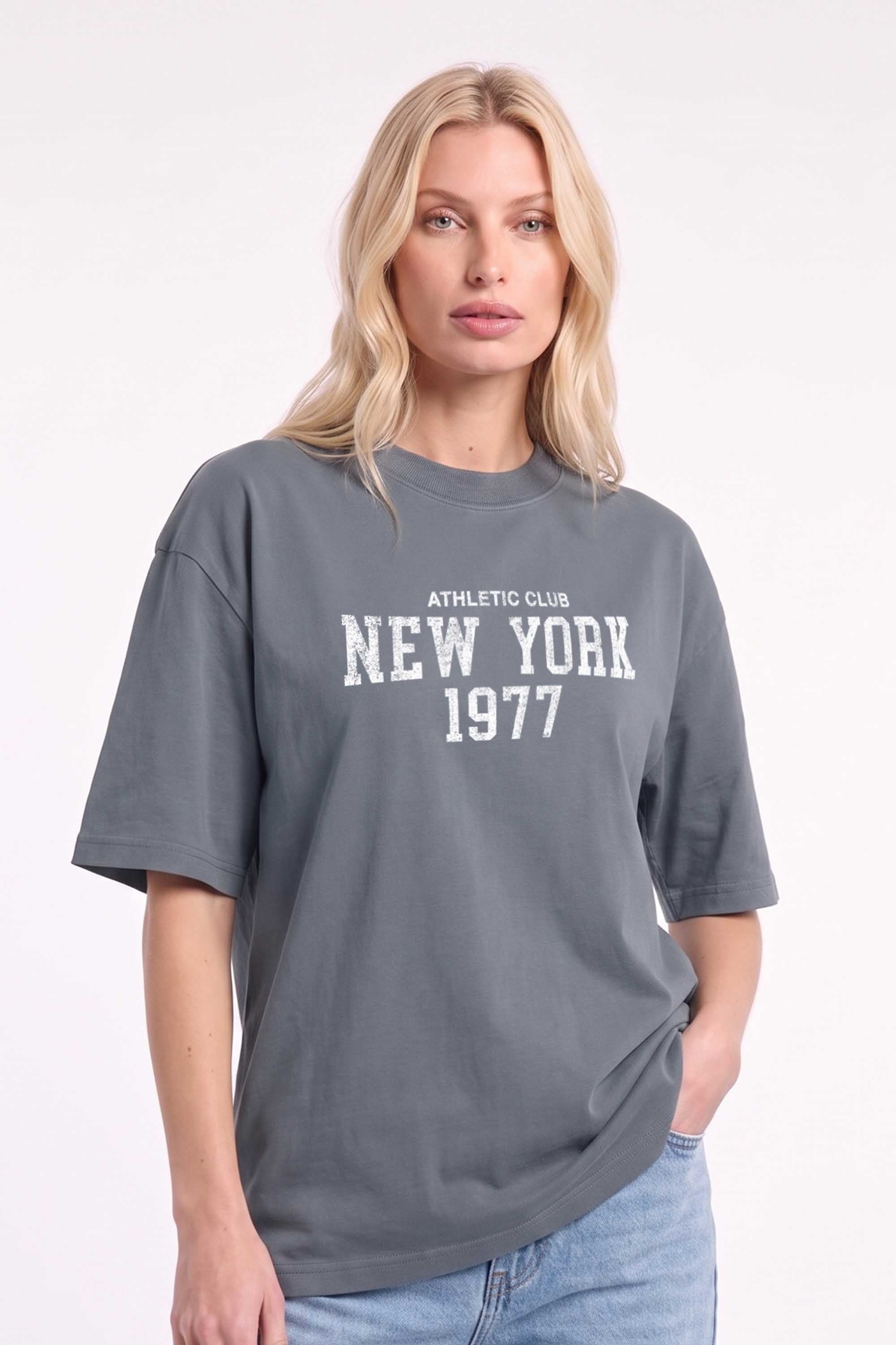 Premium 220GSM Acid-Wash Boxy Oversized T-shirt in New York Print