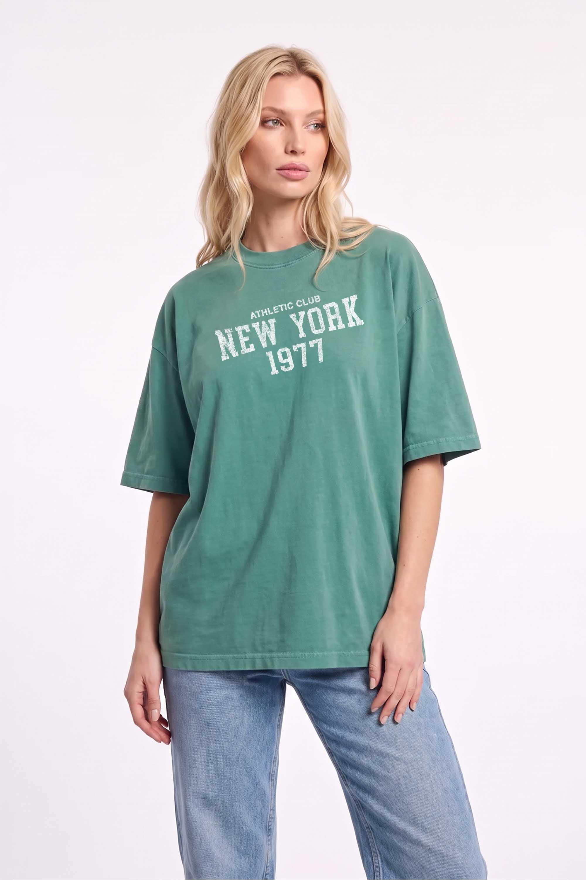 Premium 220GSM Acid-Wash Boxy Oversized T-shirt in New York Print