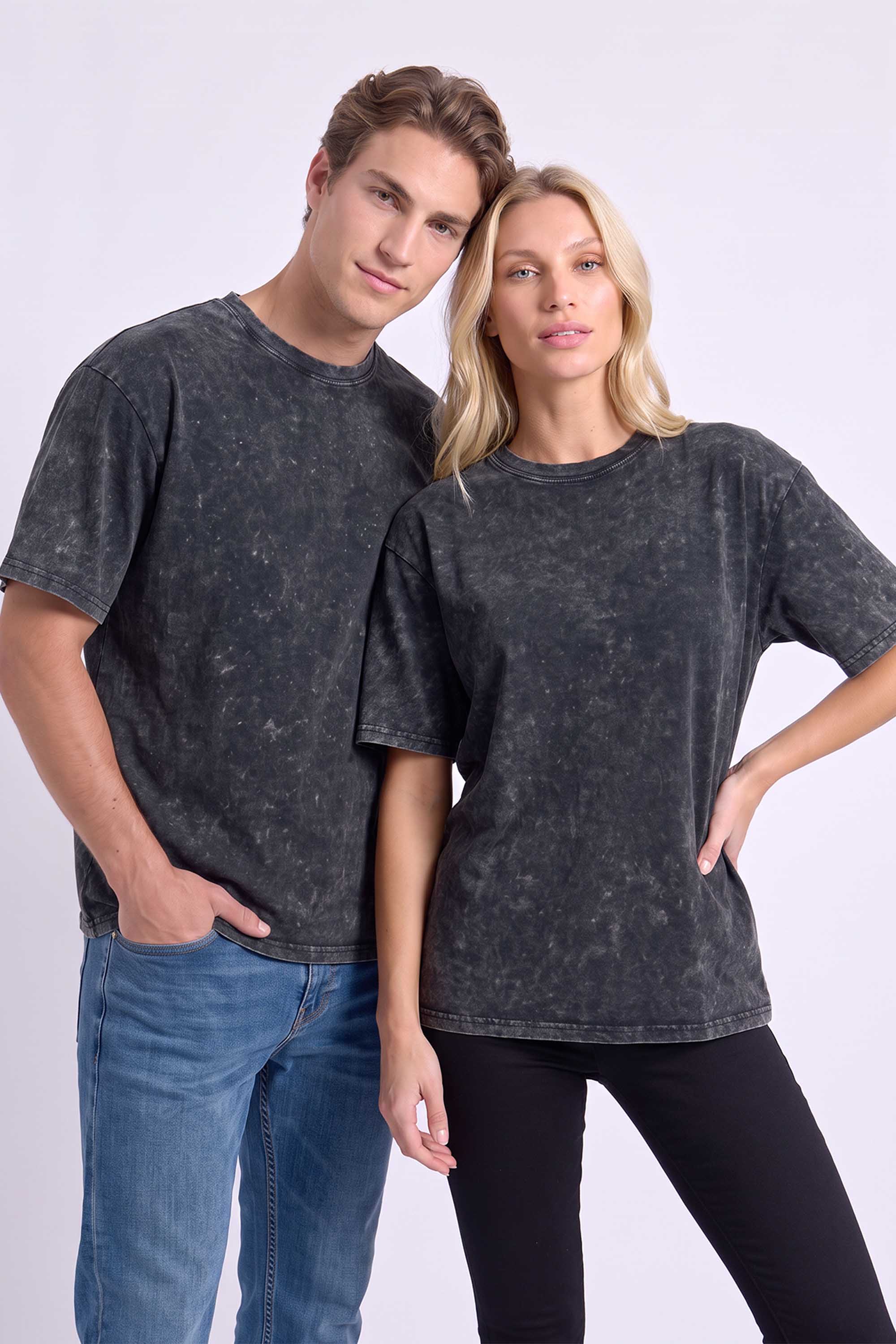 Core Combed 180 GSM Acid-Wash Oversized Plain T-shirt