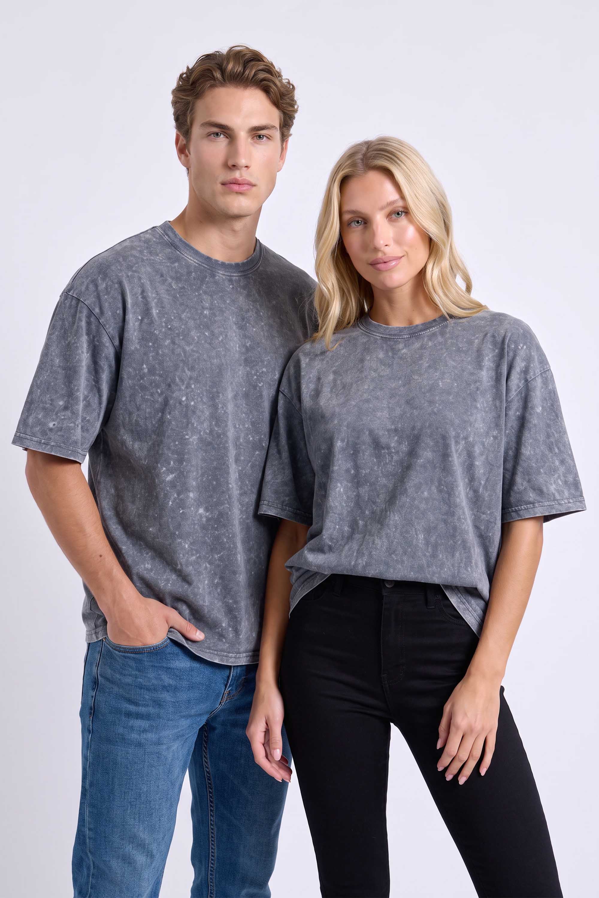 Core Combed 180 GSM Acid-Wash Oversized Plain T-shirt